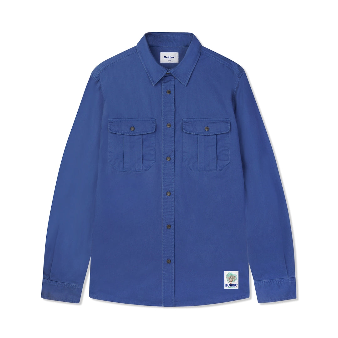 Butter Goods Washed Pocket L/S Shirt Work Blue