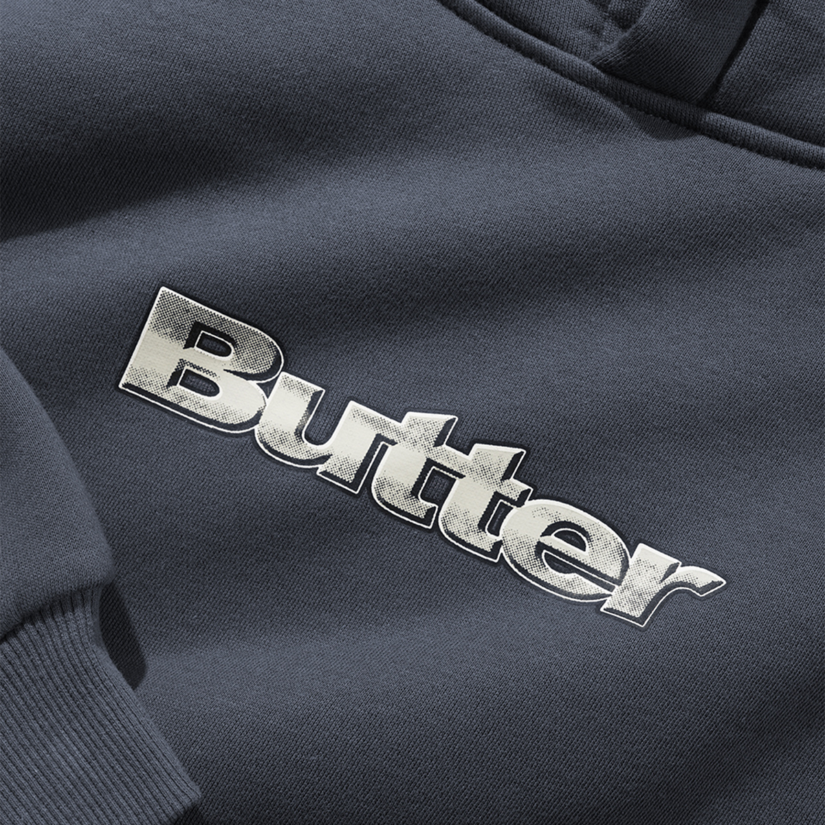 Butter Alloy Logo Pullover Hood Lead Blue