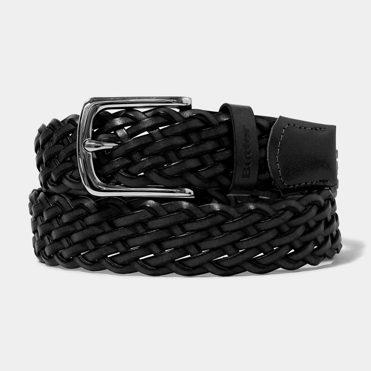 Butter Goods Leather Braided Belt Black