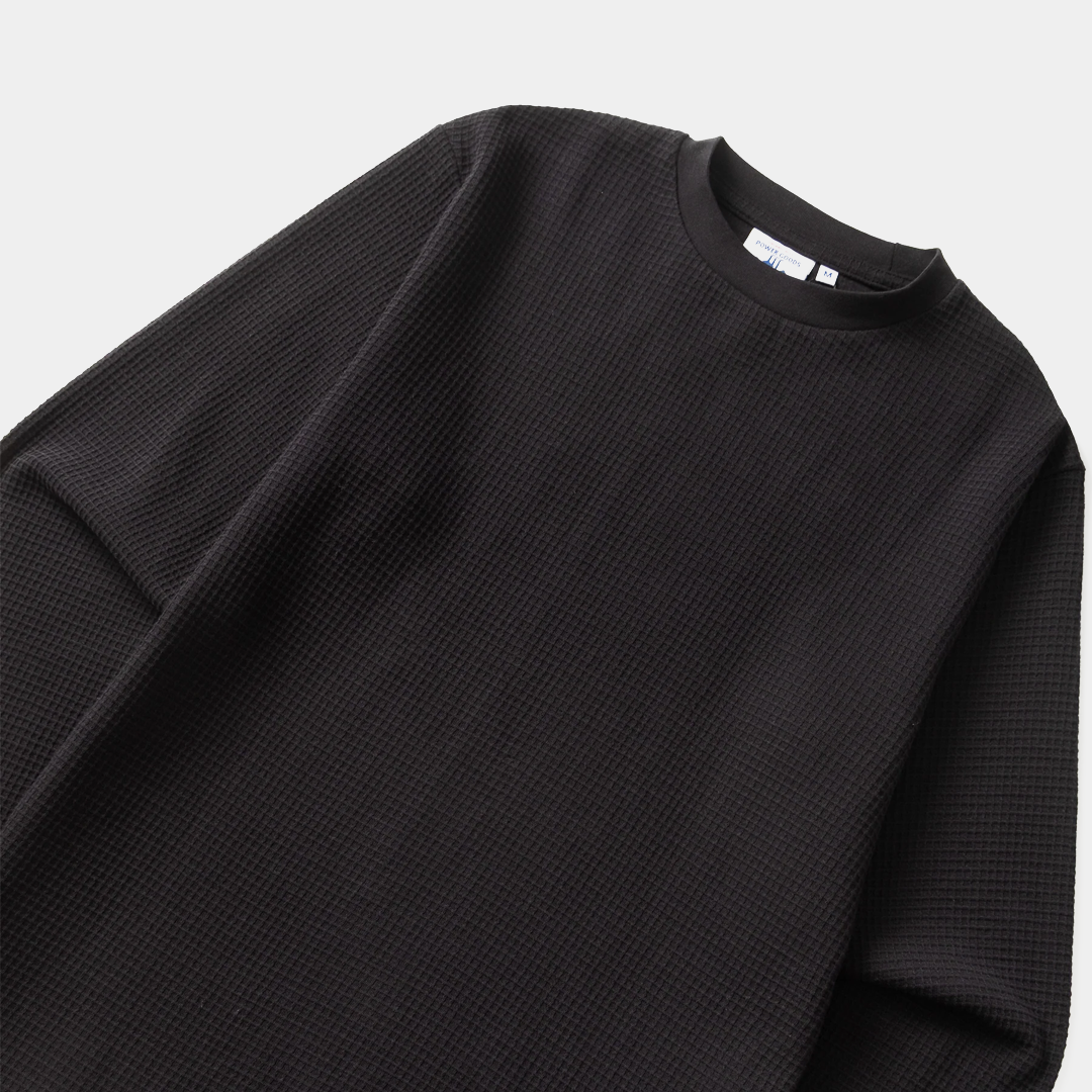 Power Goods Thermal Waffle Long Sleeve Tee Black