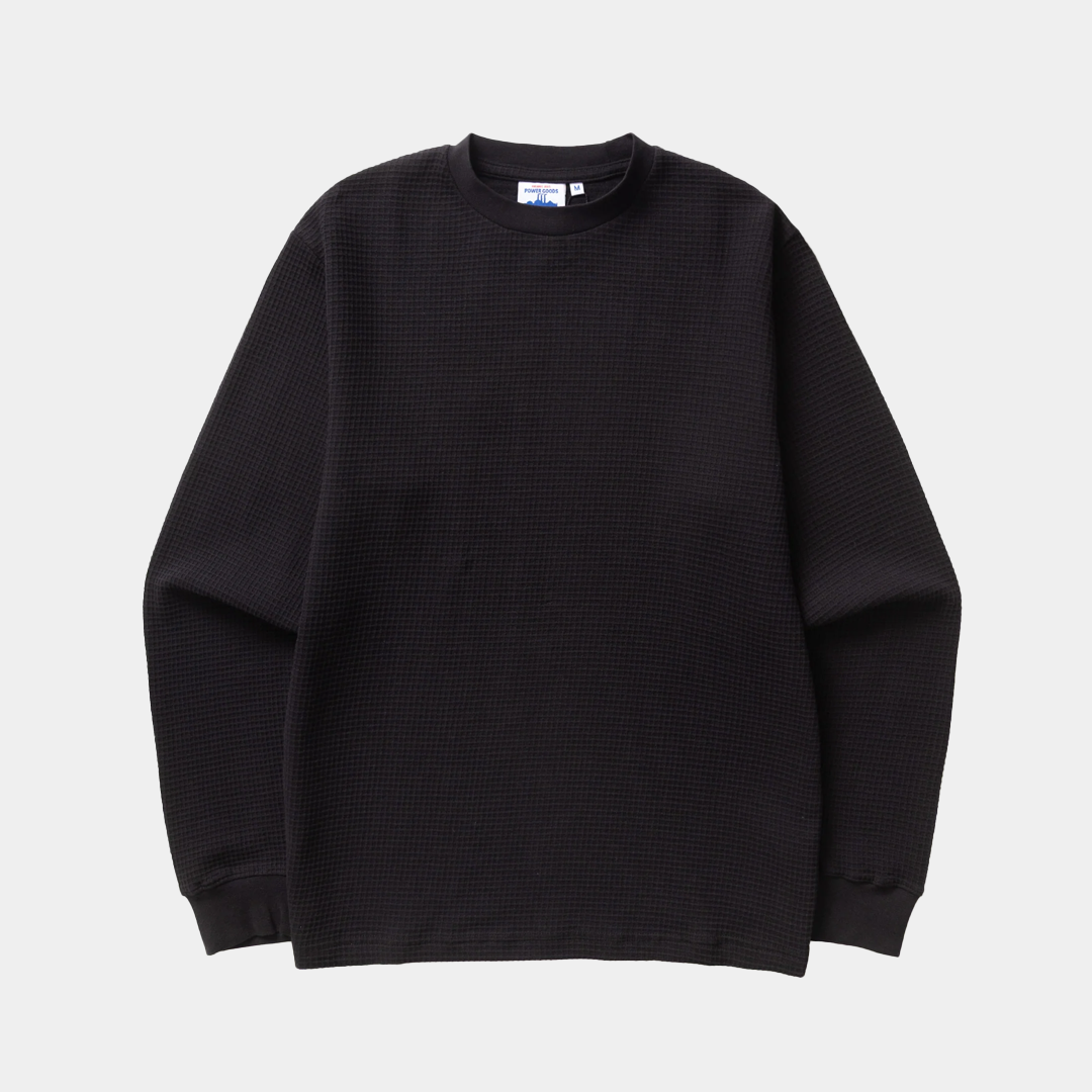 Power Goods Thermal Waffle Long Sleeve Tee Black