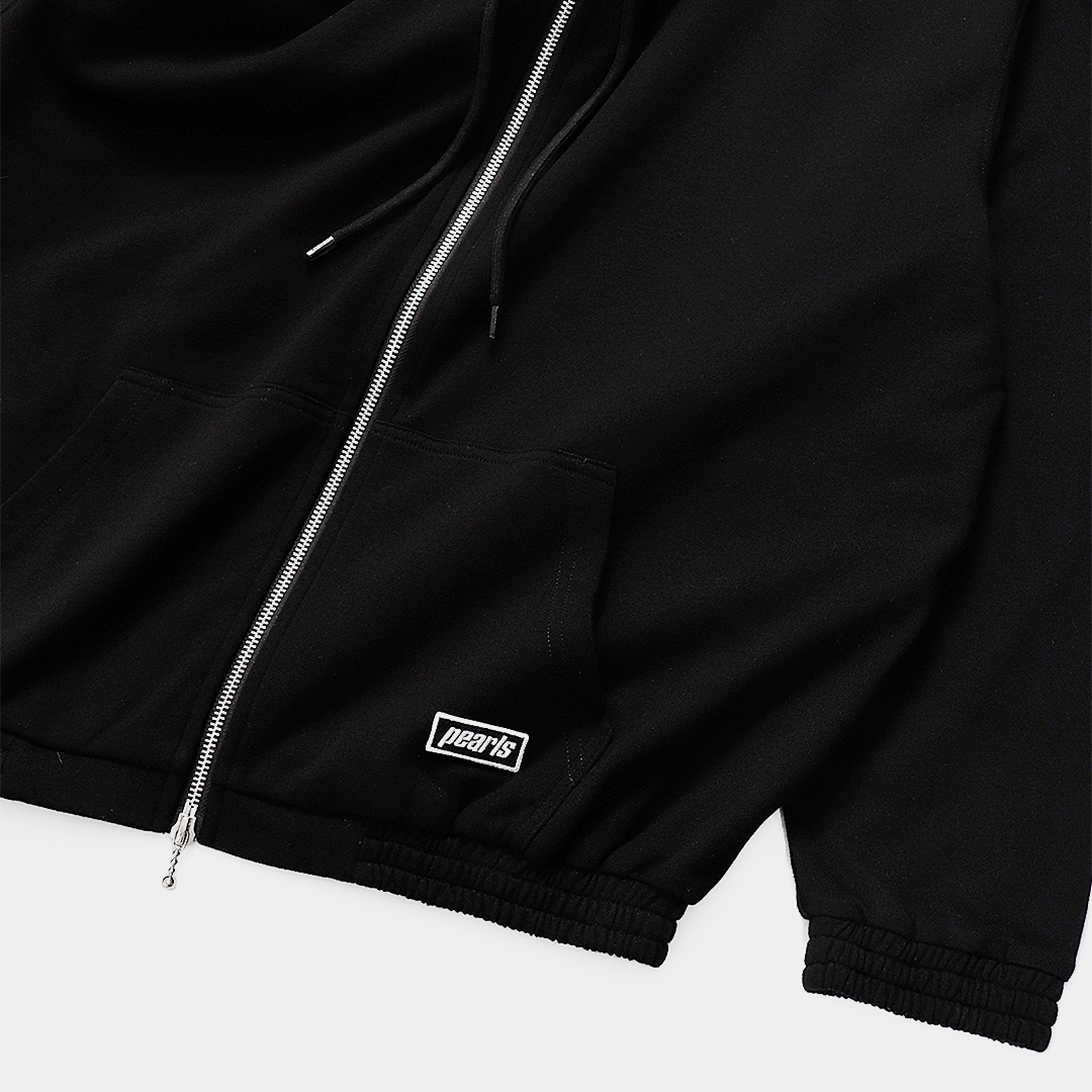 Pearls Fur Zip Hood Black