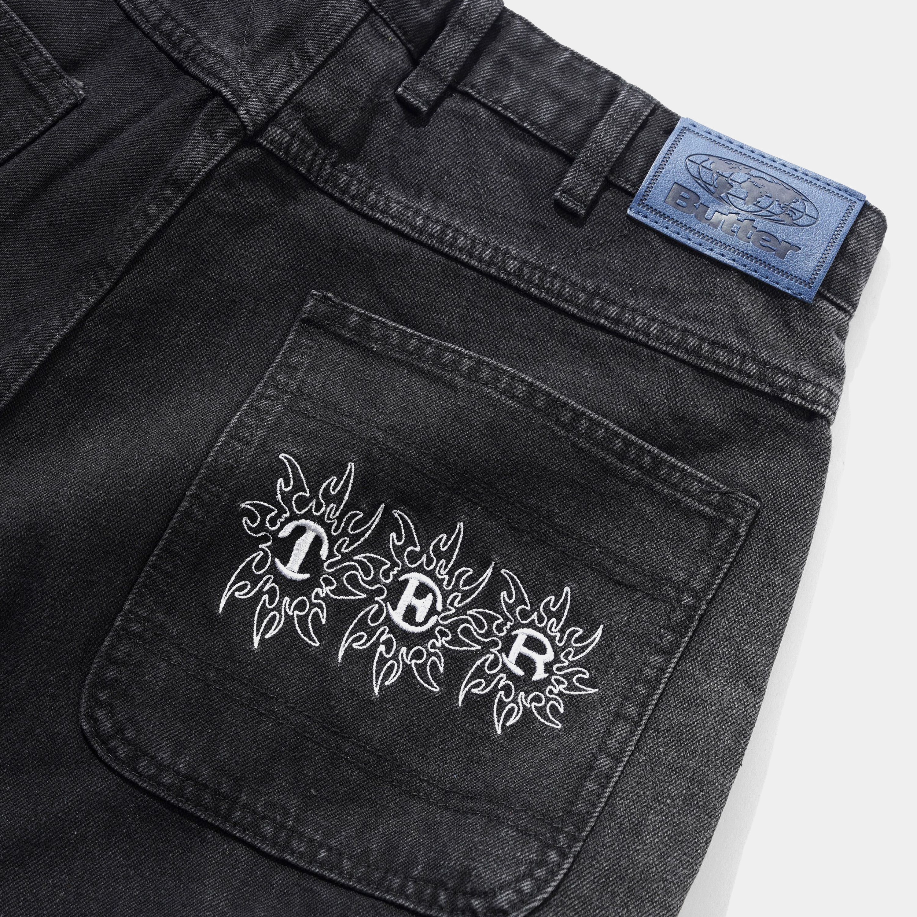 Butter Bronco Denim Shorts Washed Black