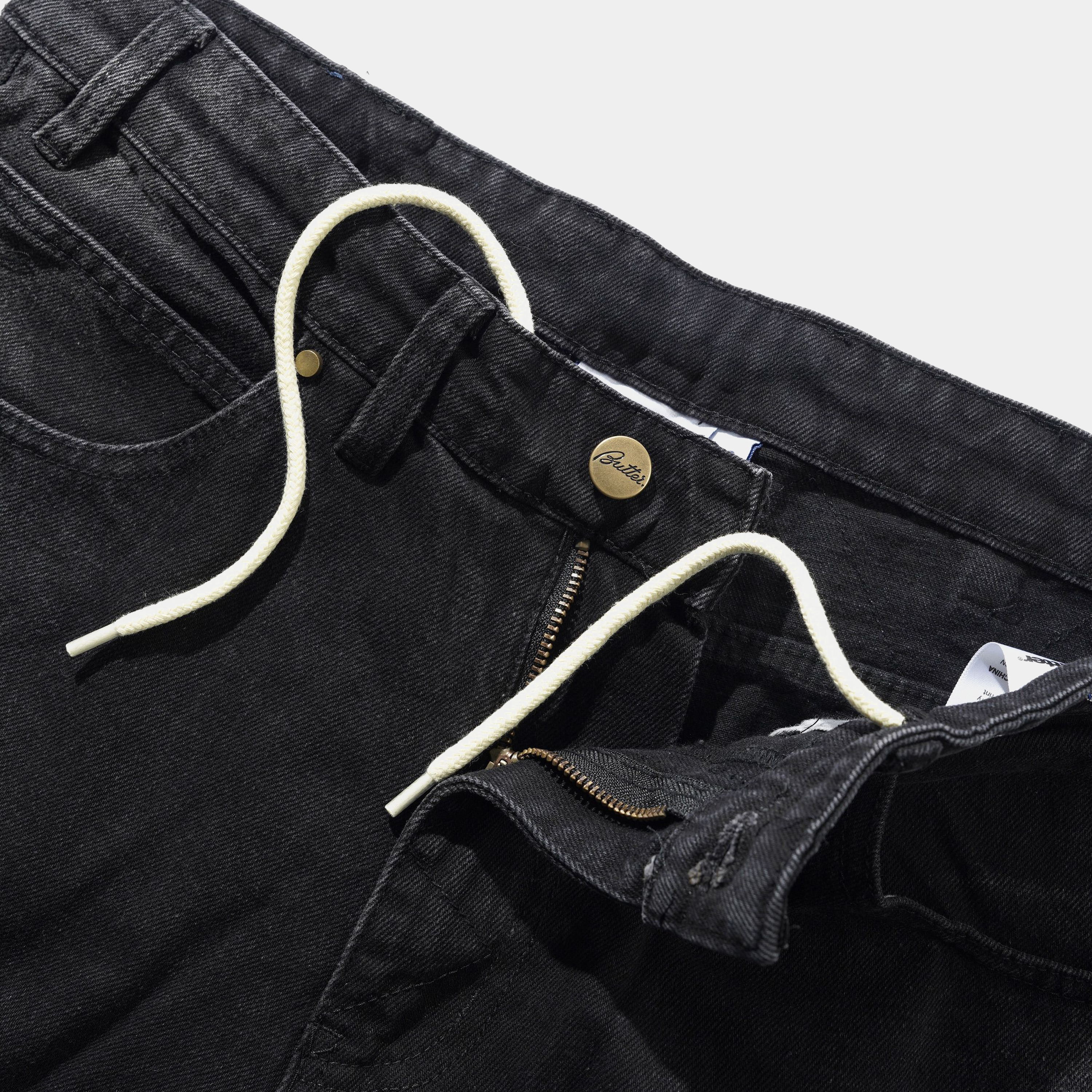 Butter Bronco Denim Shorts Washed Black