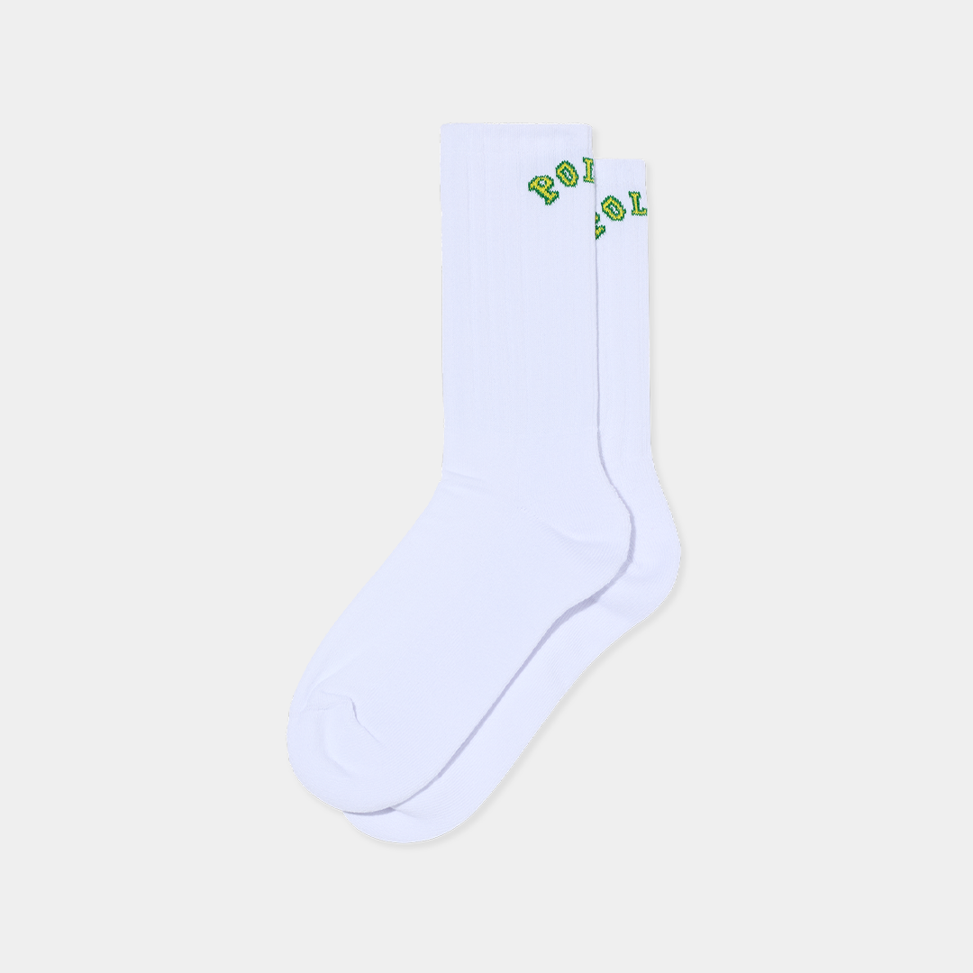 Polar Skate Co. College Logo Large Rib Socks White
