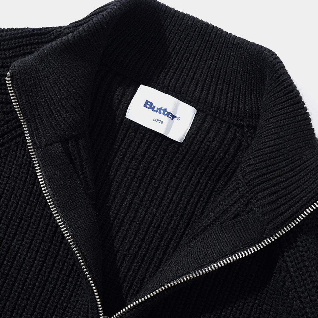 Butter x Daniel Johnston Dragon Knit Zip-Thru Sweater Black + Red