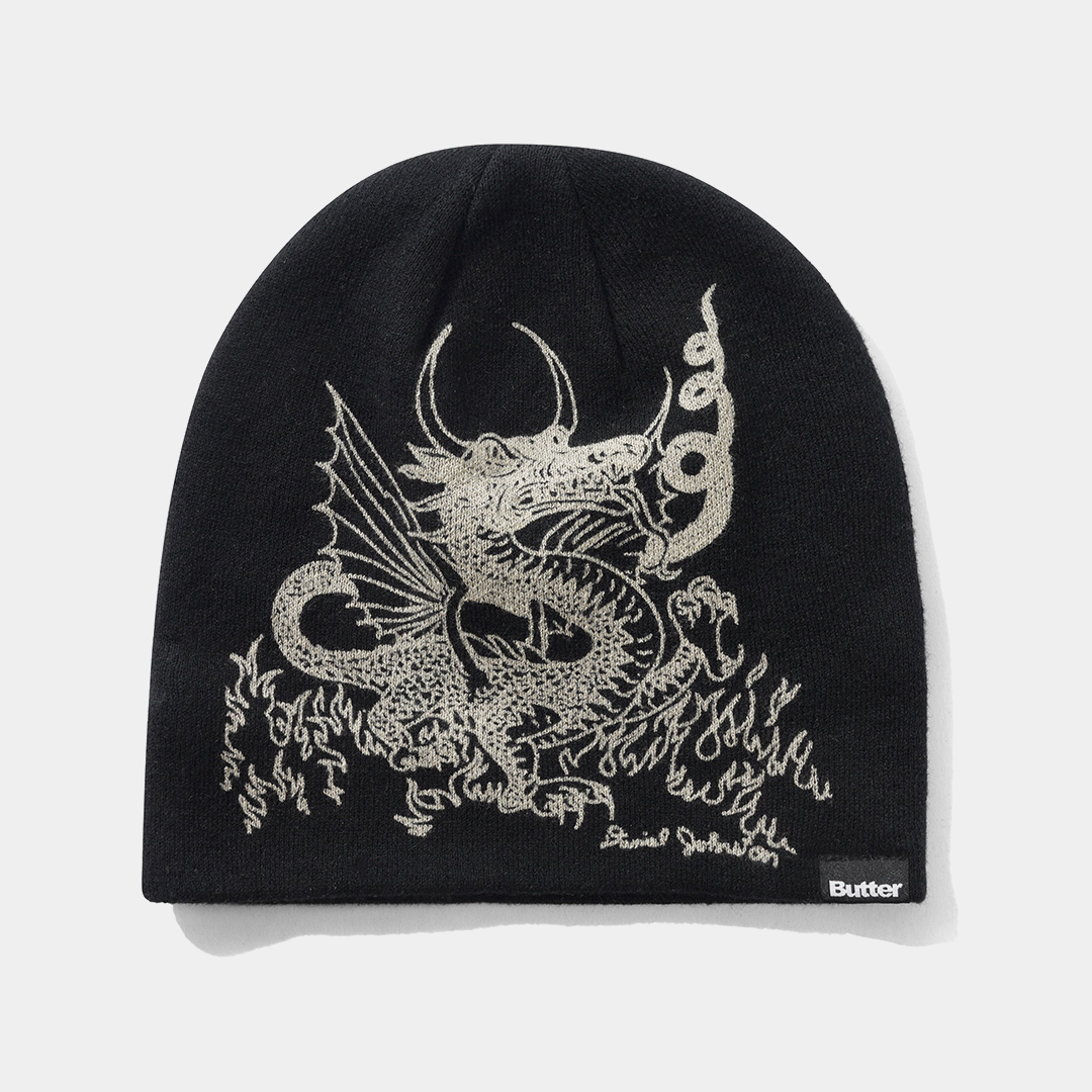Butter x Daniel Johnston Dragon Skully Beanie Black