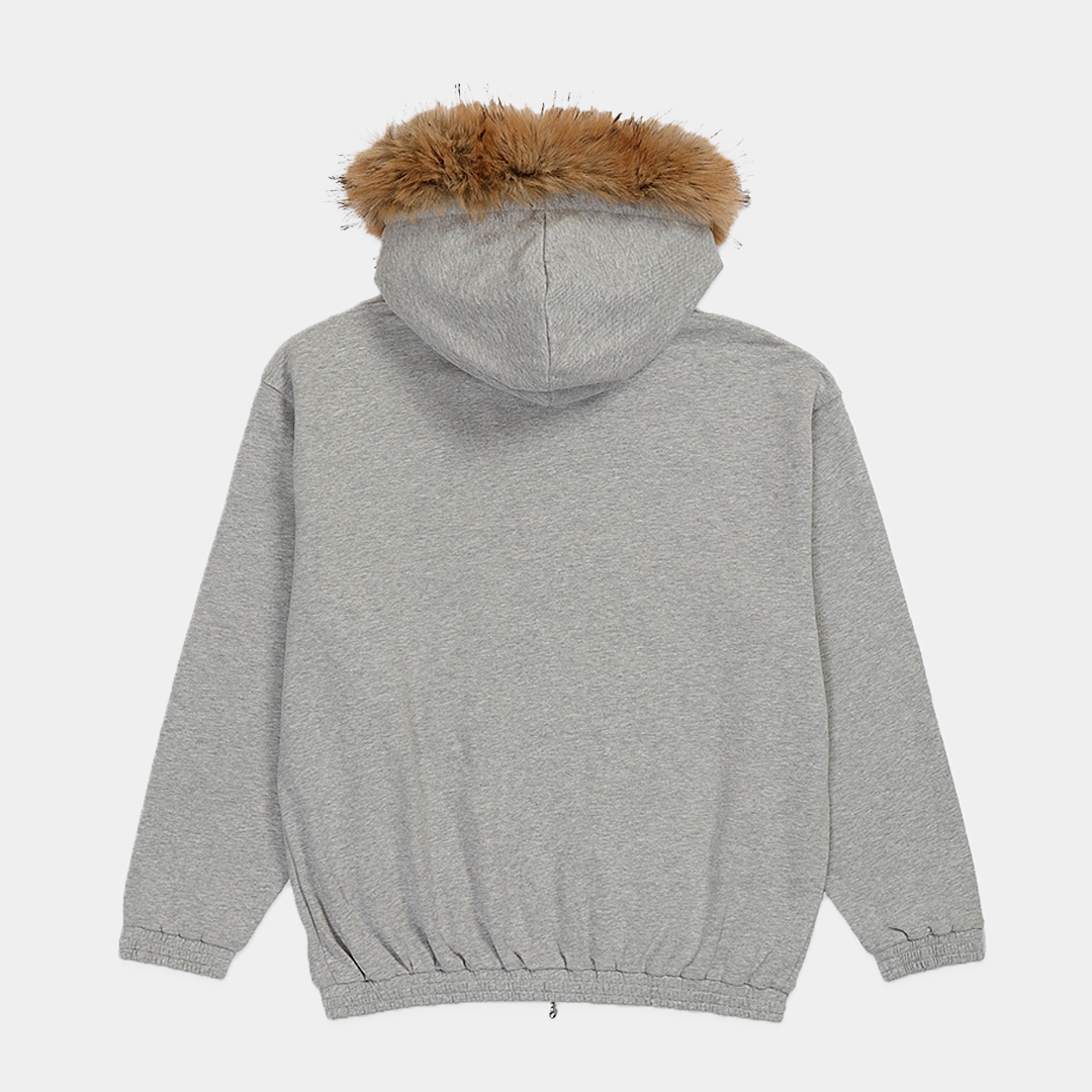 Pearls Fur Zip Hood Grey Marle