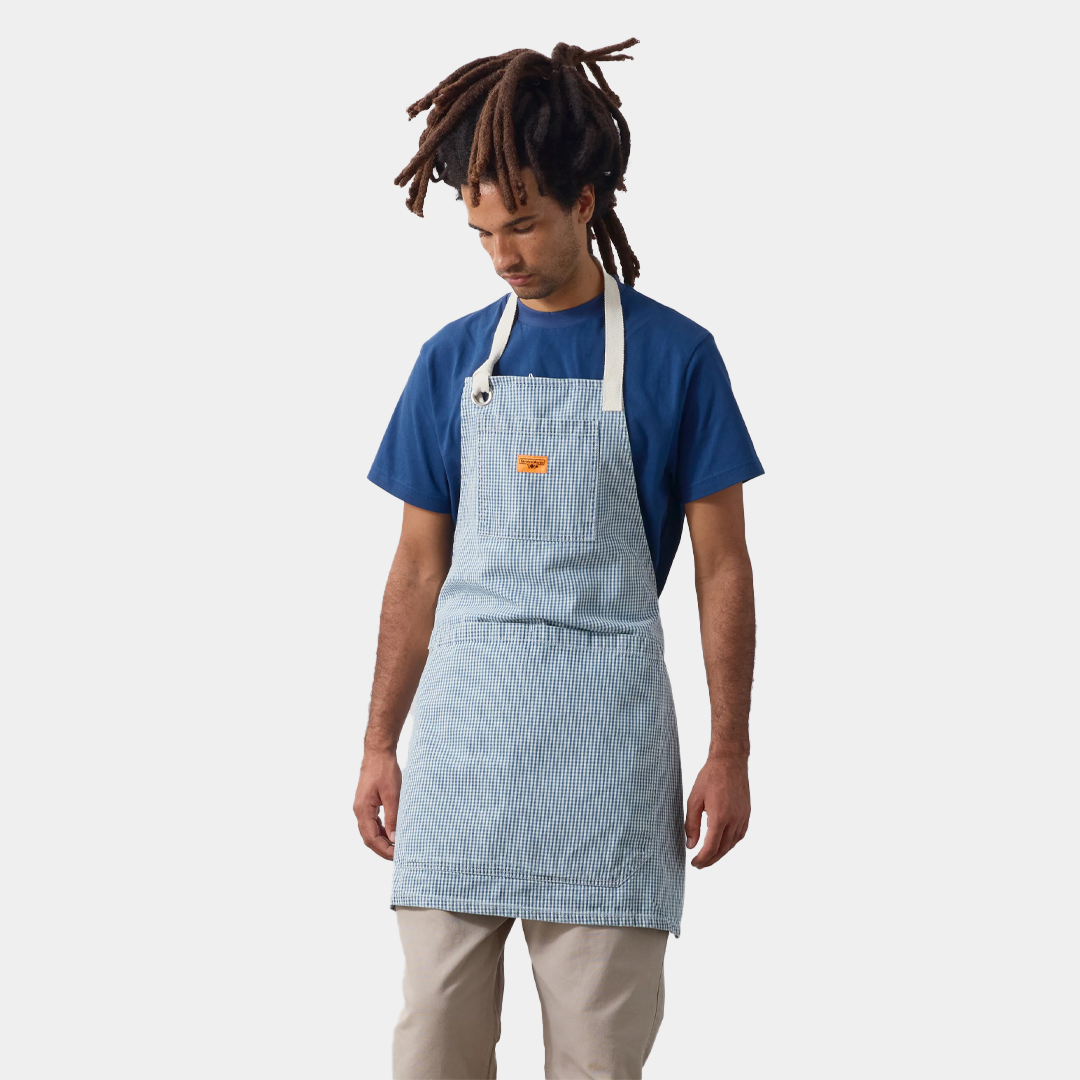Service Works House Gingham Apron Blue