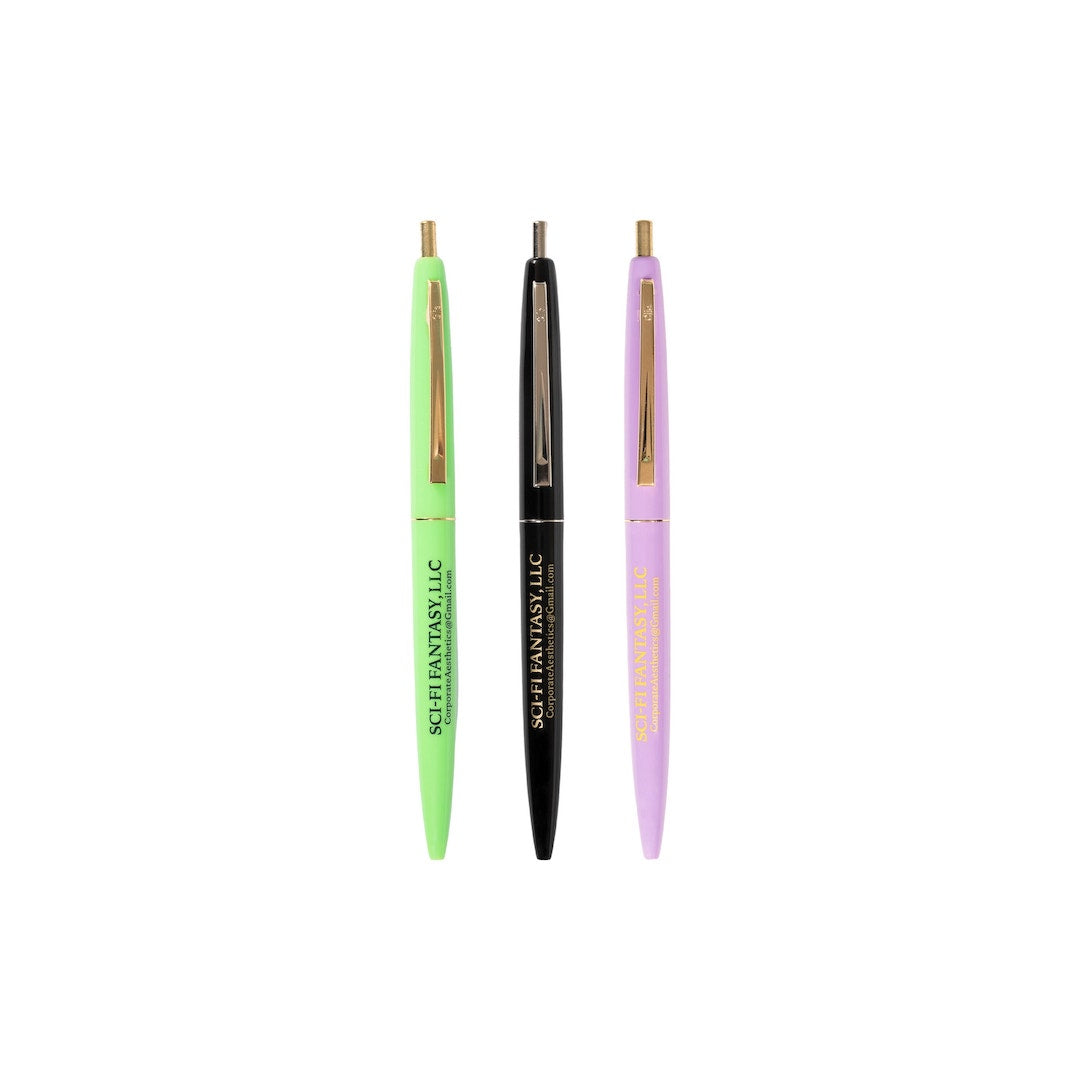 Sci Fi Fantasy 3 Pack Click Pens Purple + Green + Black