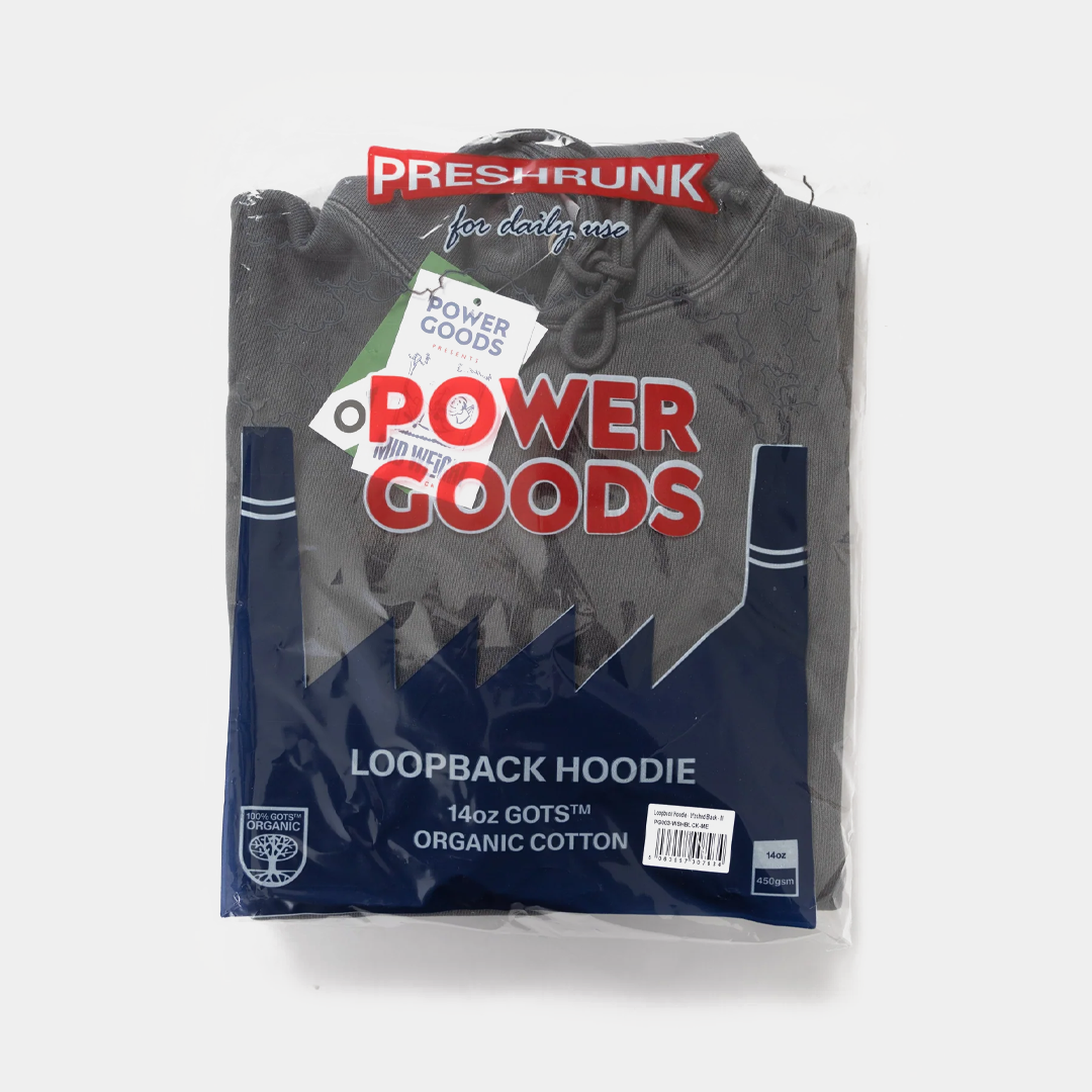Power goods Loopback Hoodie Washed Black
