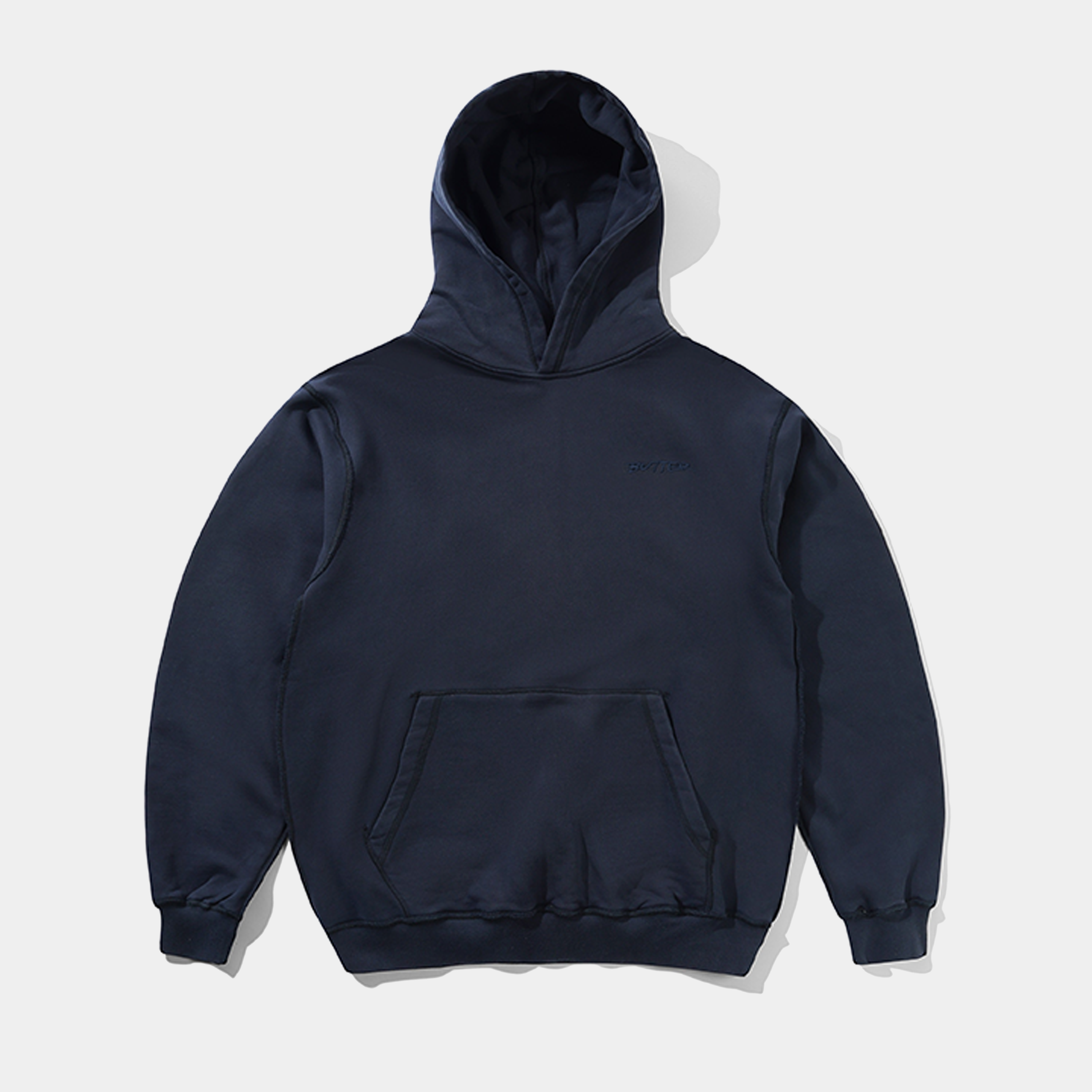 Butter Inside Out Pullover Hood Washed Navy