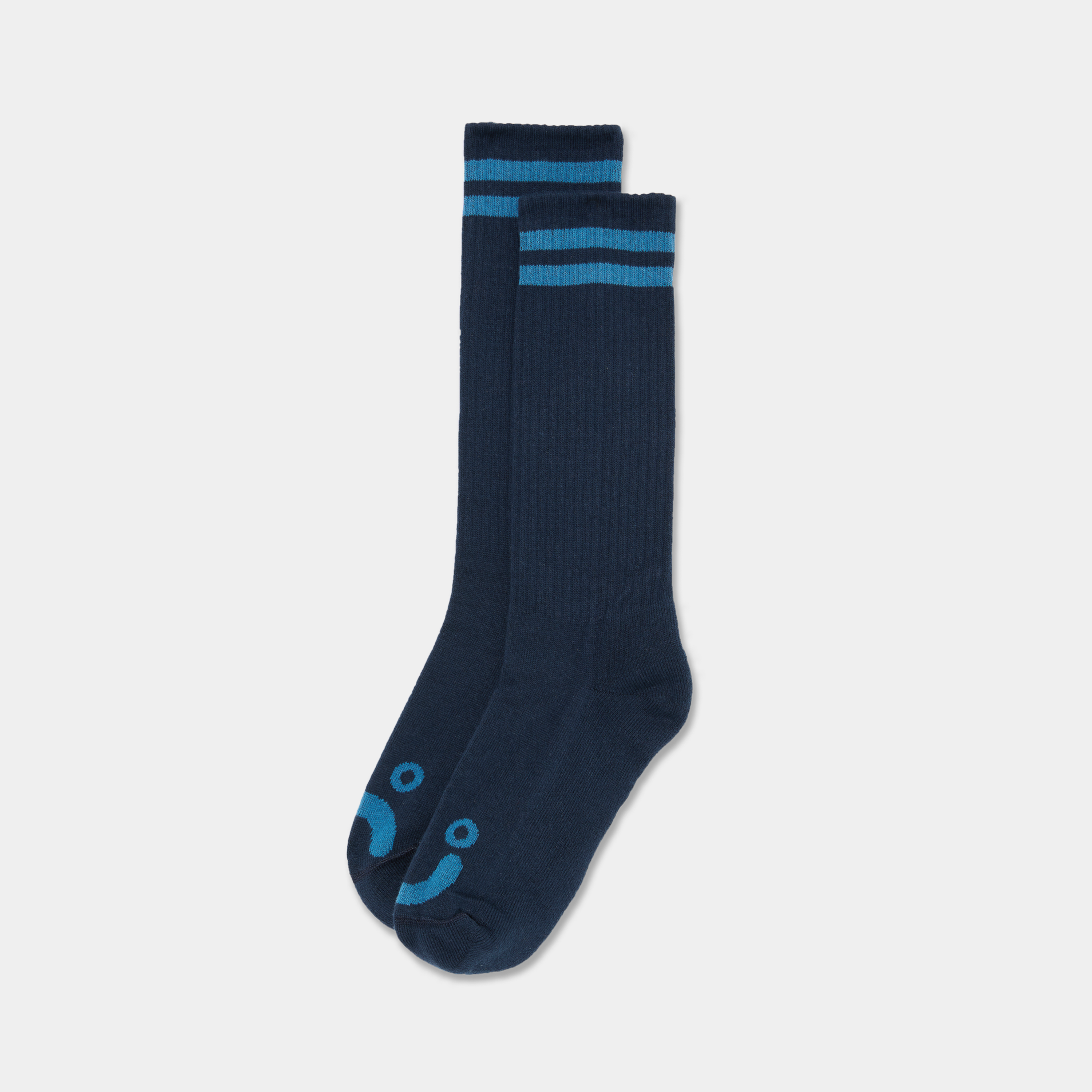 Polar Skate Co. Long Rib Socks Happy Sad Dark Blue + Blue