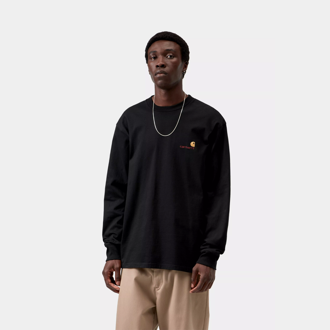 Carhartt WIP L/S American Script T-Shirt Black