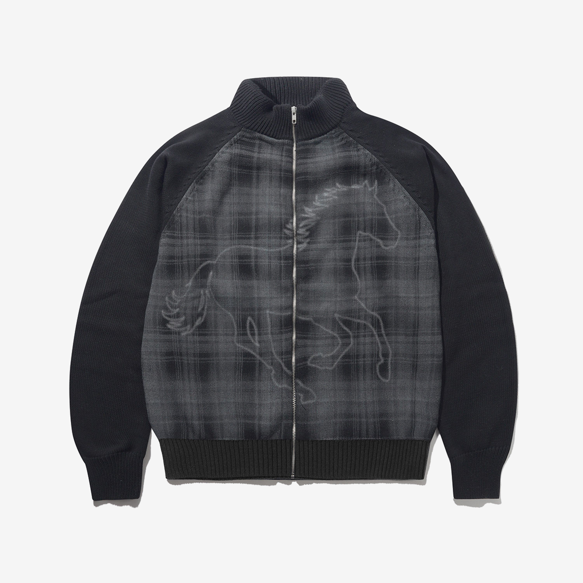 Butter Mustang Zip-Thru Knit Sweater Black