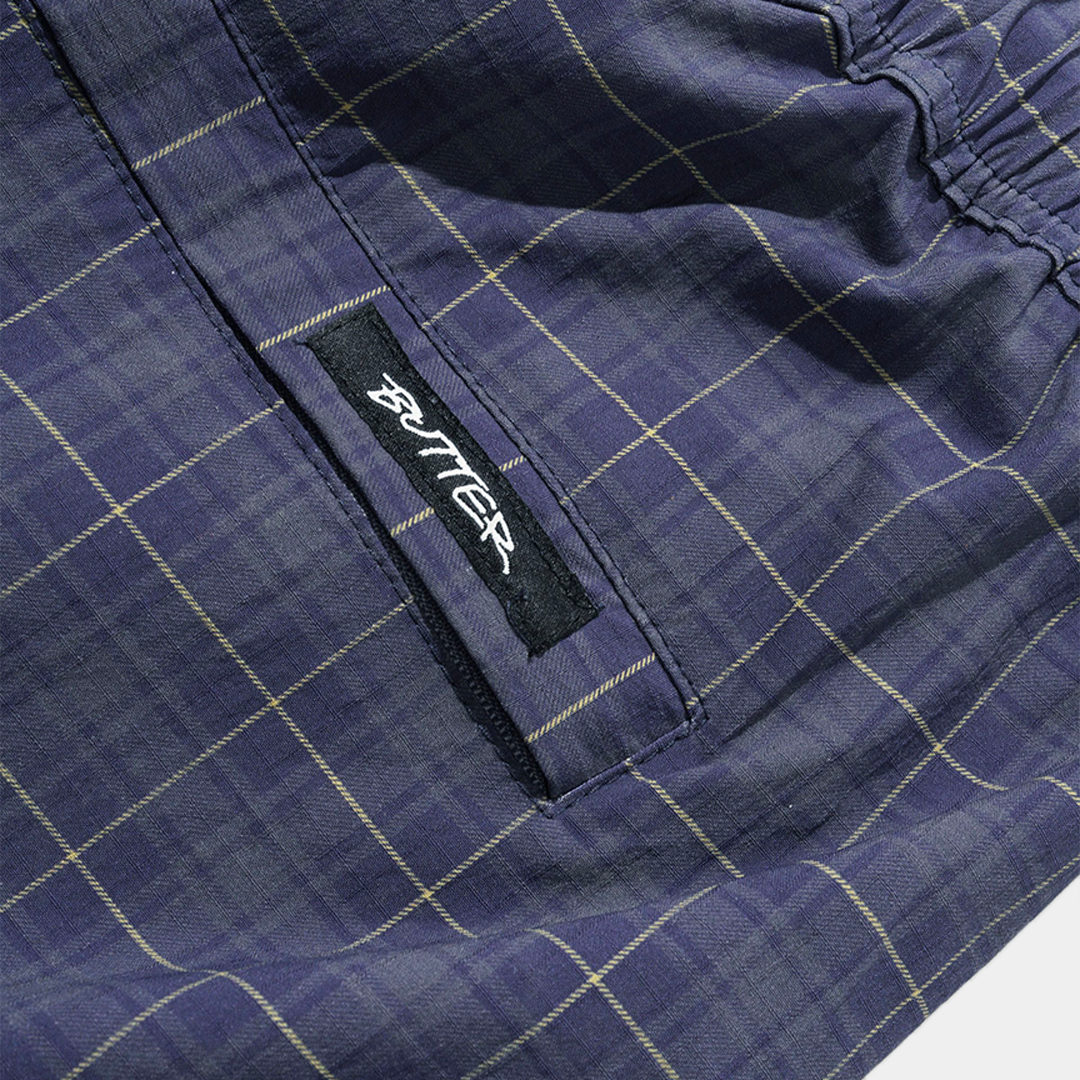 Butter Main Shorts Navy Plaid