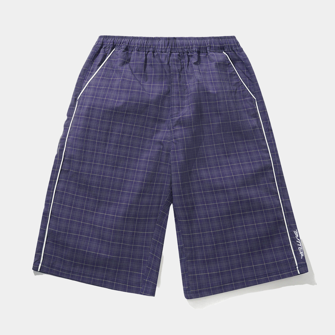 Butter Main Shorts Navy Plaid