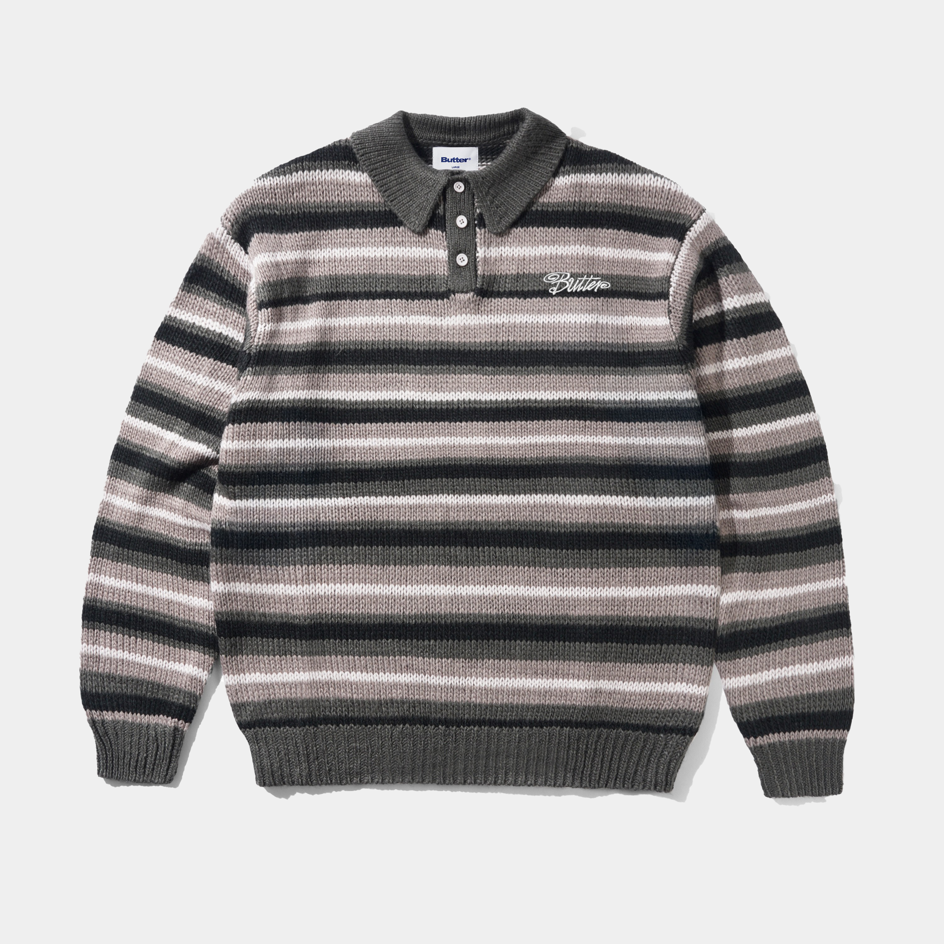 Butter Ombre Stripe Knit Sweater Black