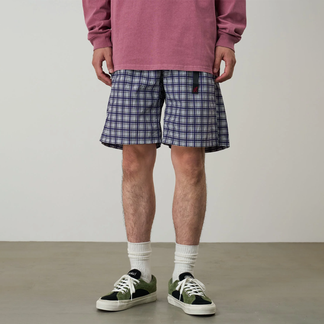 Gramicci Shell Checkered Shorts Navy Check