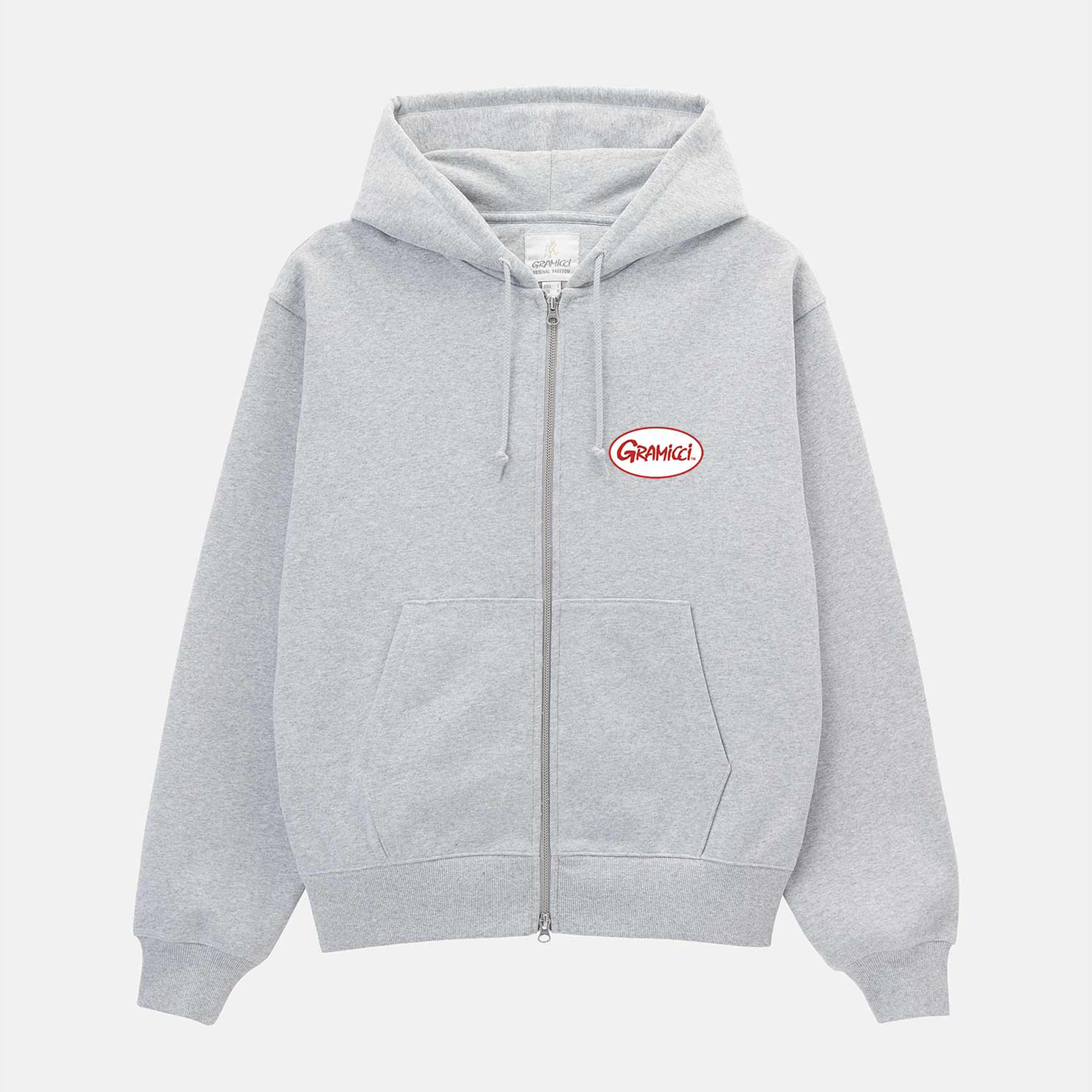 Gramicci Oval Patch Zip Hooded Sweatshirt Heather Grey