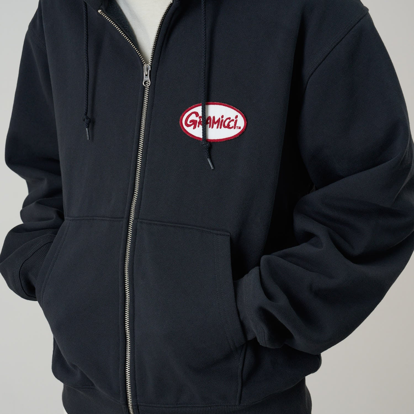 Gramicci Oval Patch Zip Hooded Sweatshirt Vintage Black