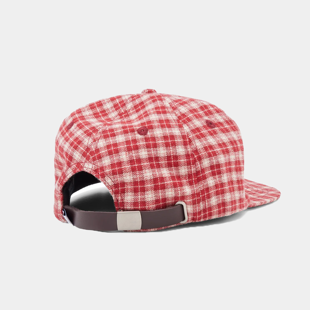 Someday Plaid Script Ballcap Red Brushed Twill