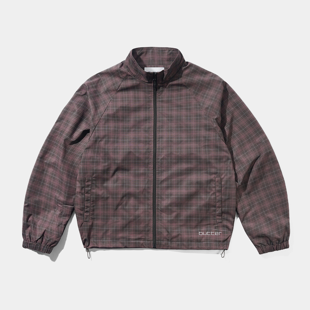 Butter Plaid Nylon Jacket Burgundy