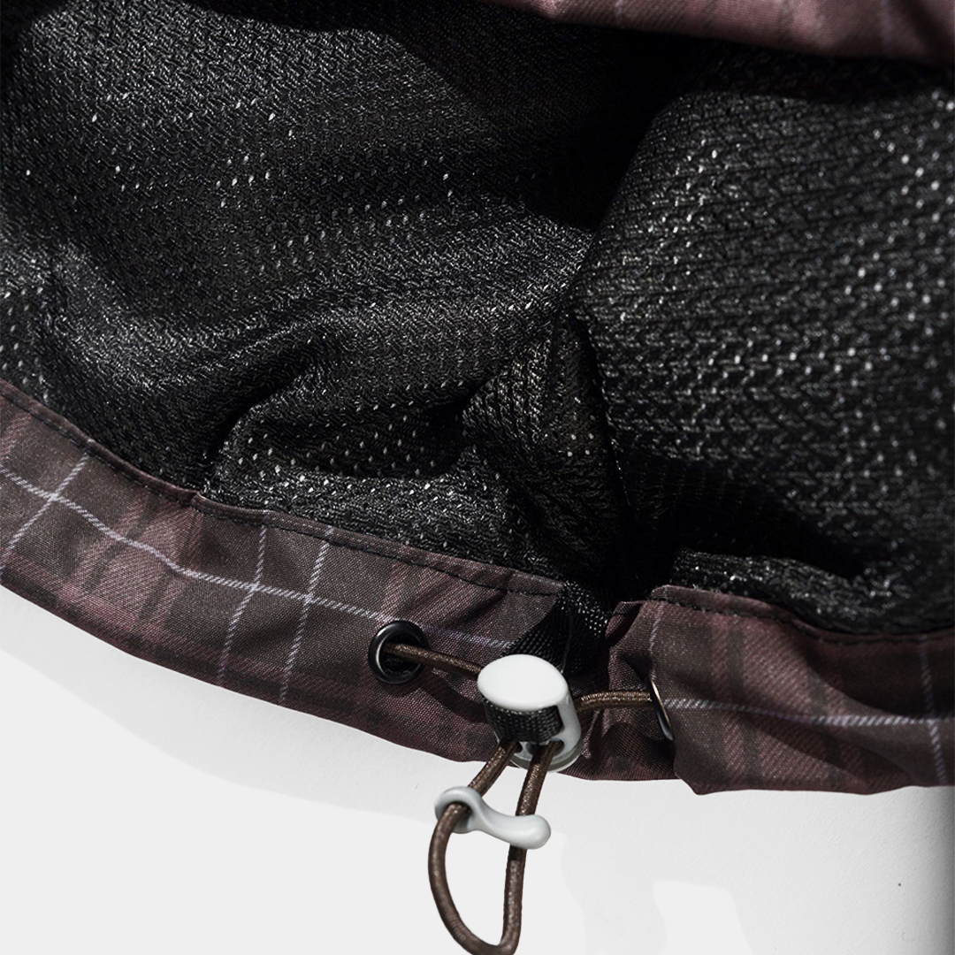 Butter Plaid Nylon Jacket Burgundy