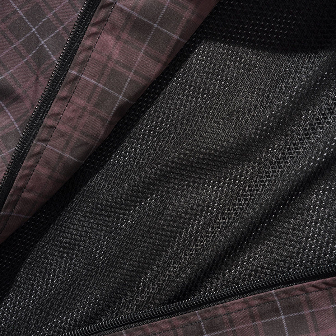 Butter Plaid Nylon Jacket Burgundy