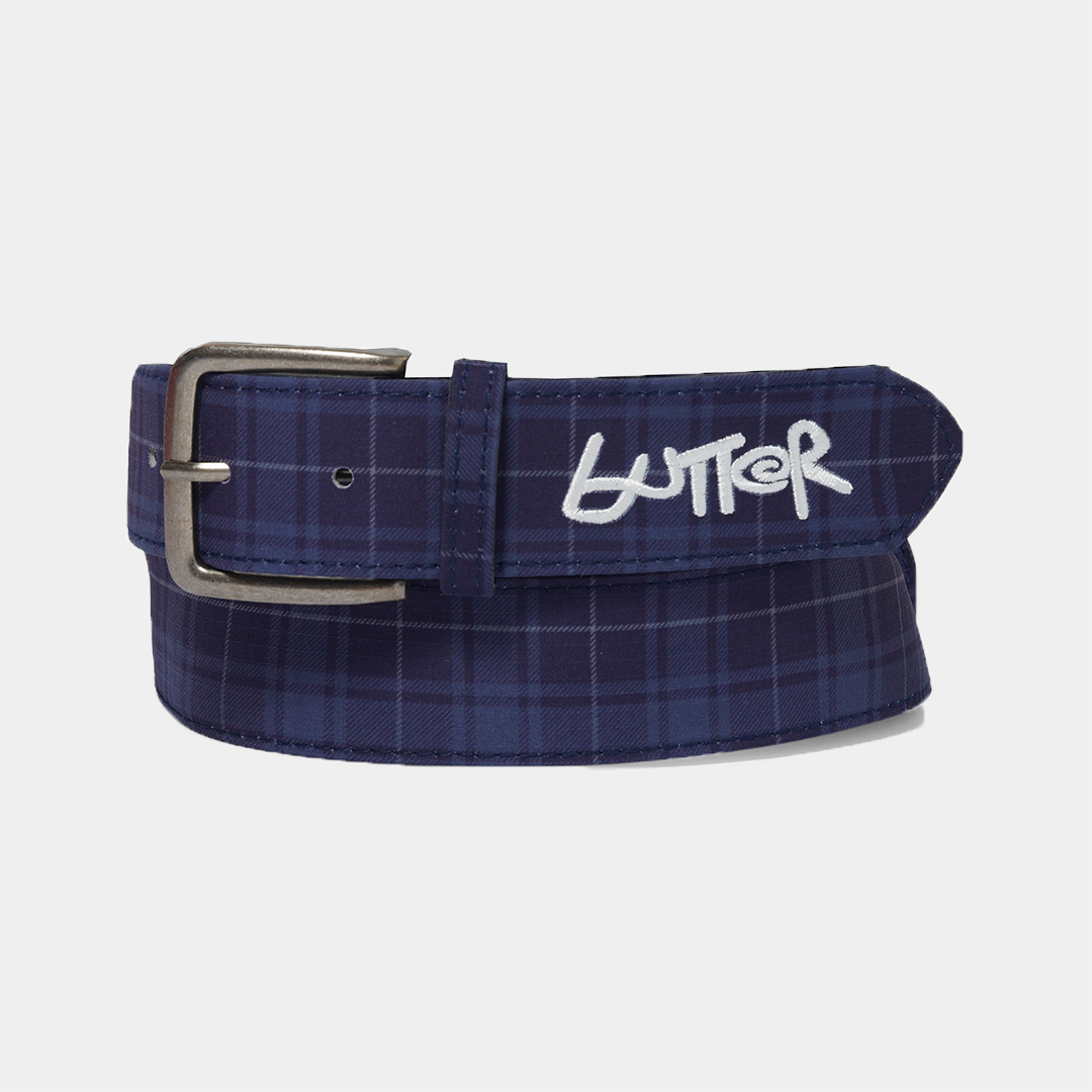 Butter Plaid Belt Navy