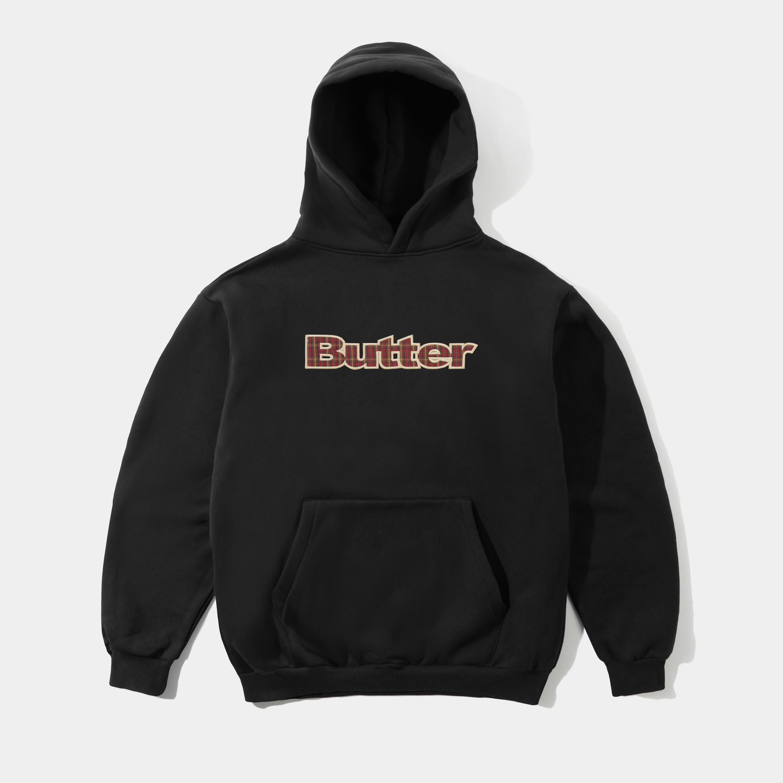 Butter Plaid Logo Applique Pullover Hood Black