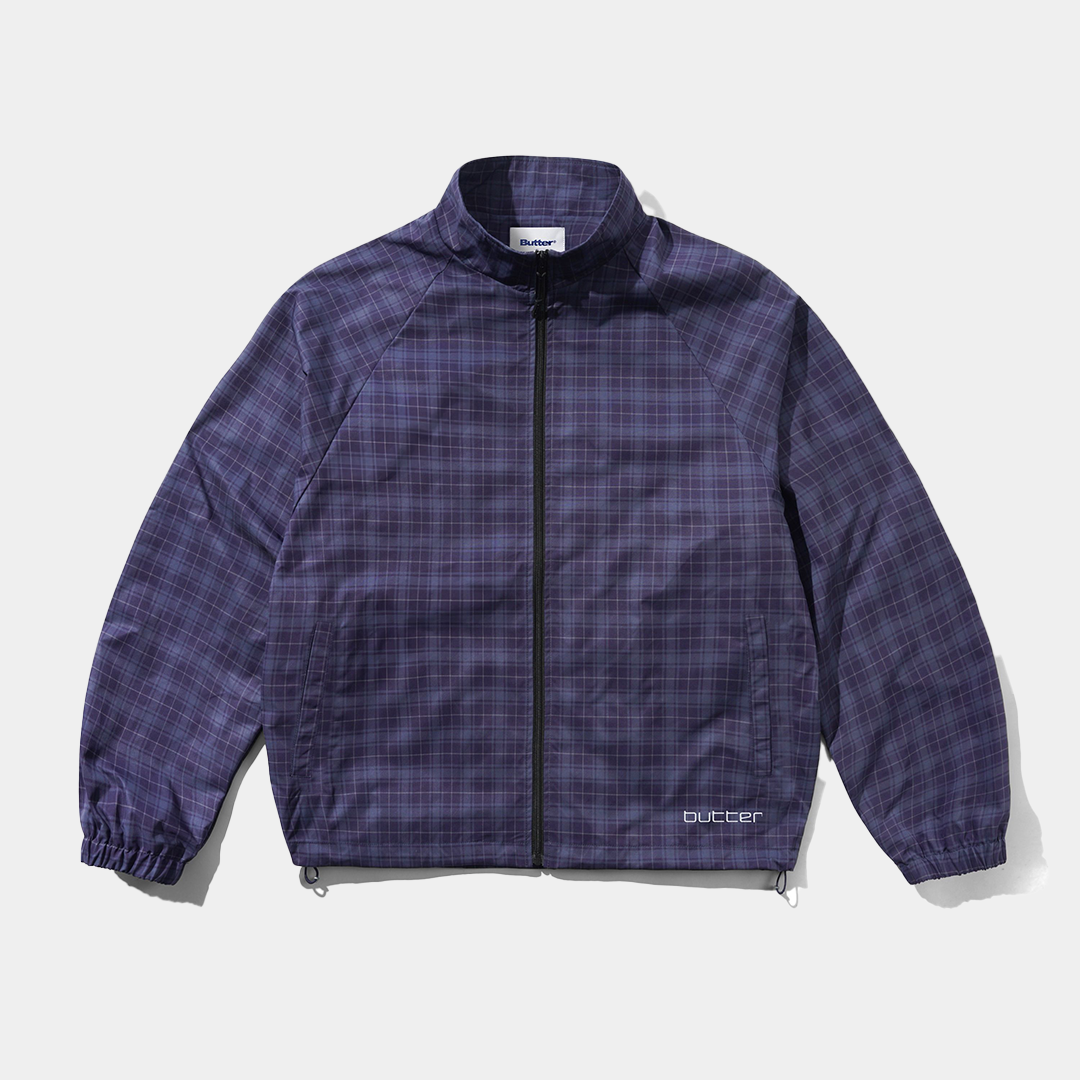 Butter Plaid Nylon Jacket Navy