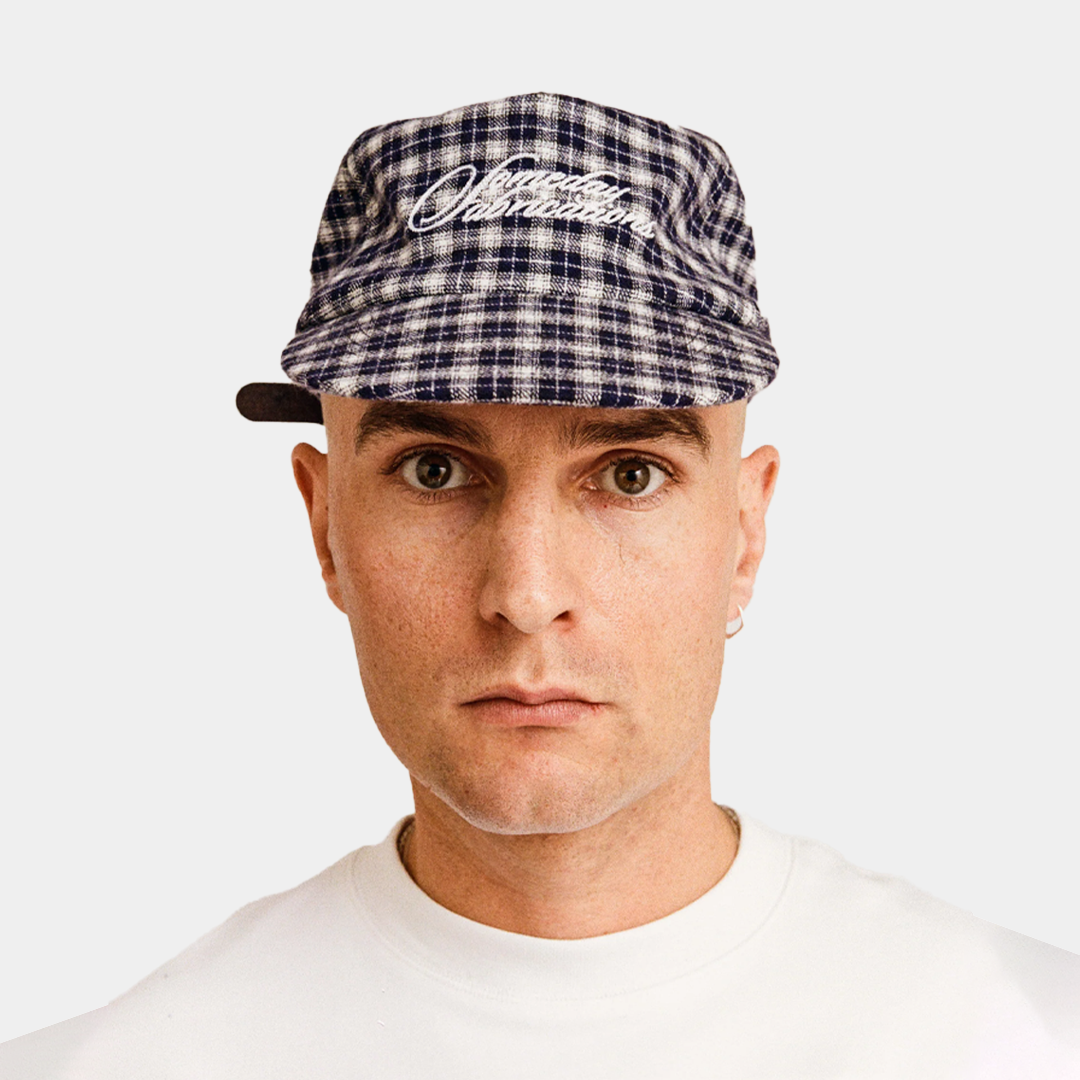 Someday Plaid Script Ballcap Navy Brushed Twill