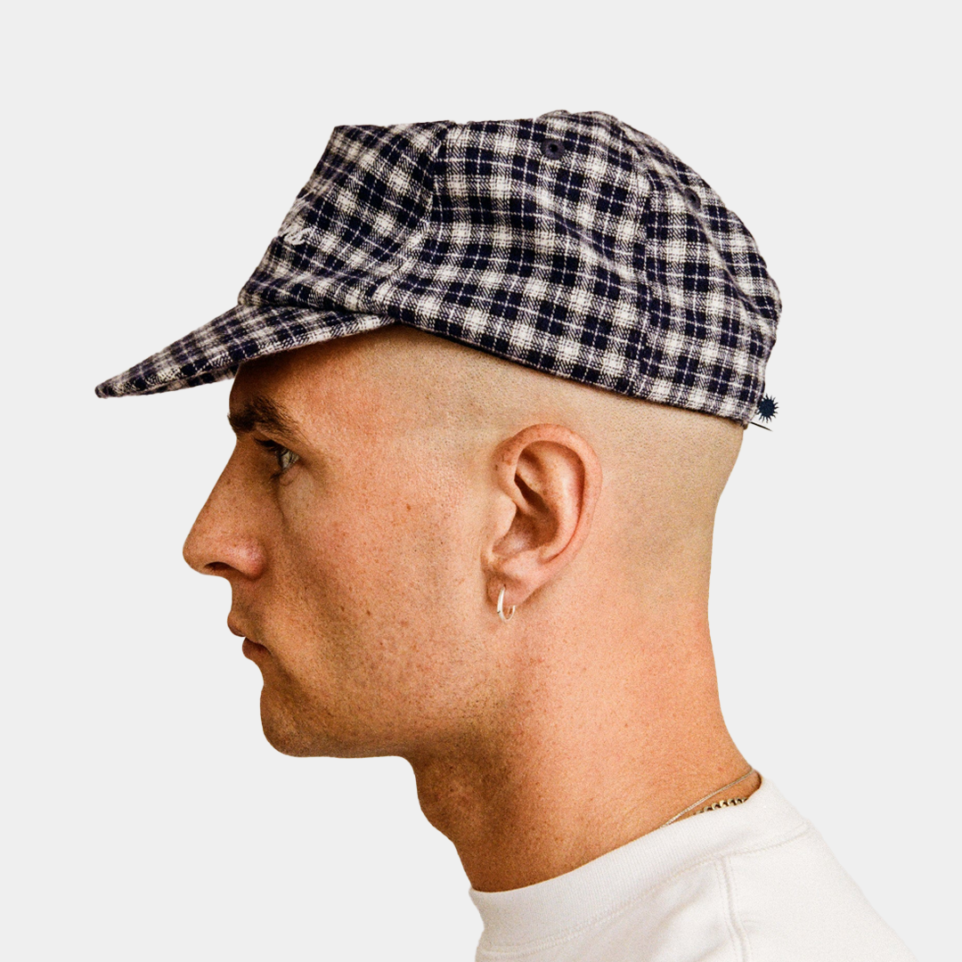 Someday Plaid Script Ballcap Navy Brushed Twill