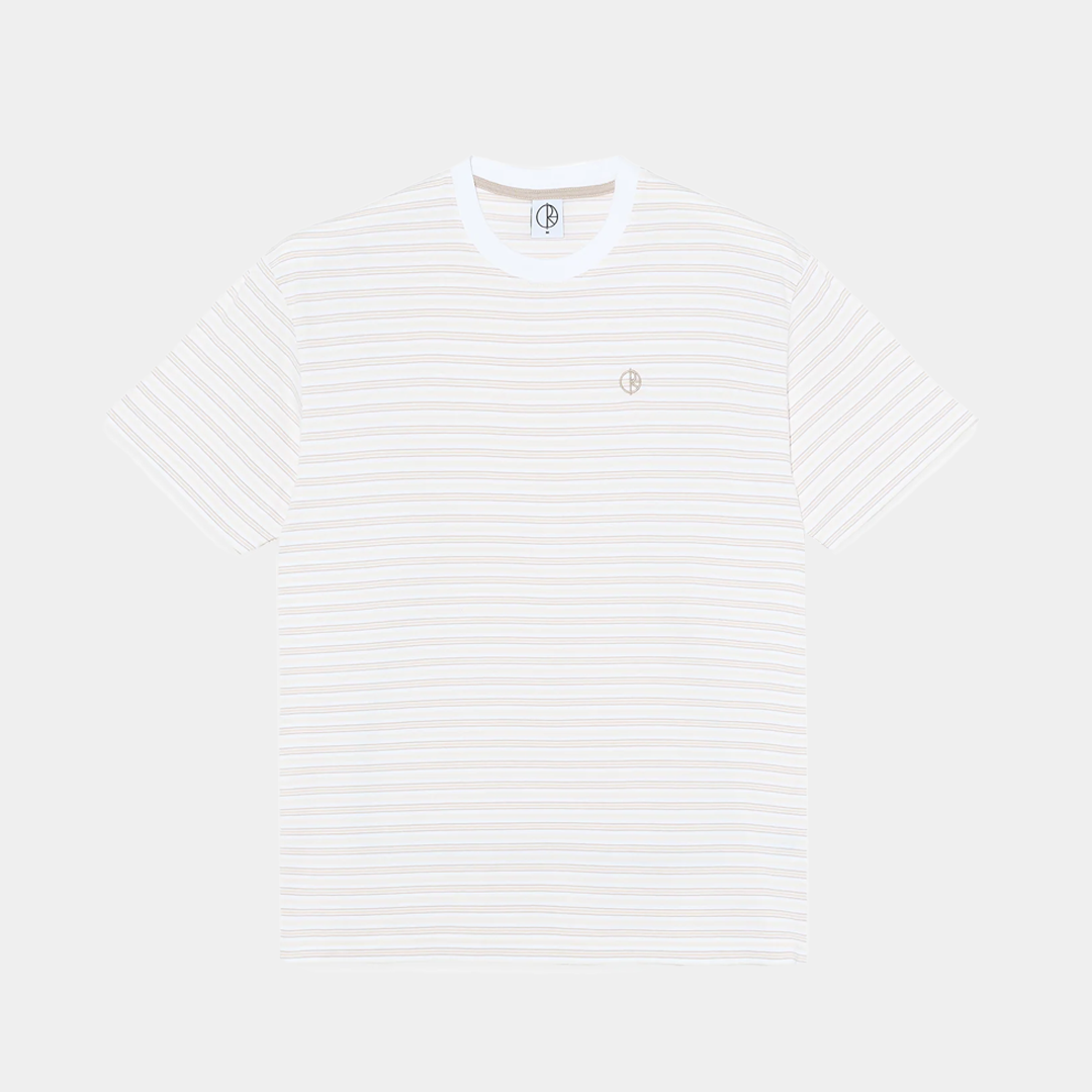 Polar Skate Co. Stripe Tee White + Taupe