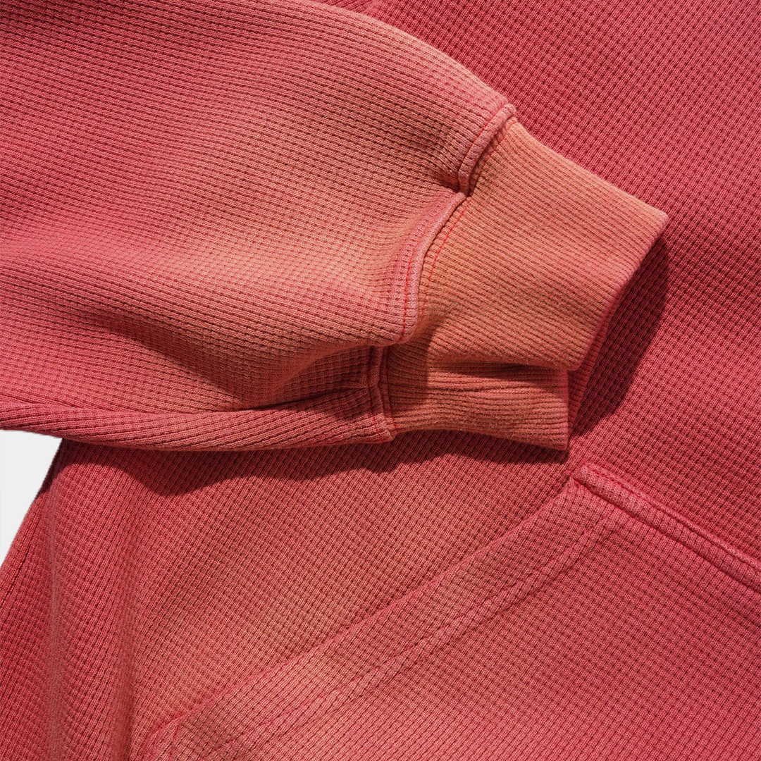 Butter Faded Waffle Zip-Thru Hood Washed Red