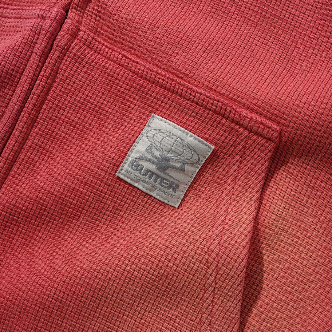 Butter Faded Waffle Zip-Thru Hood Washed Red