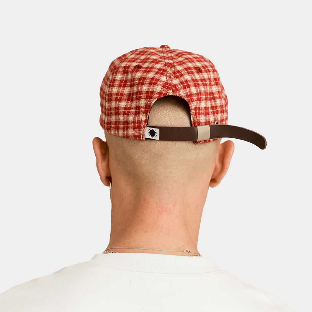 Someday Plaid Script Ballcap Red Brushed Twill