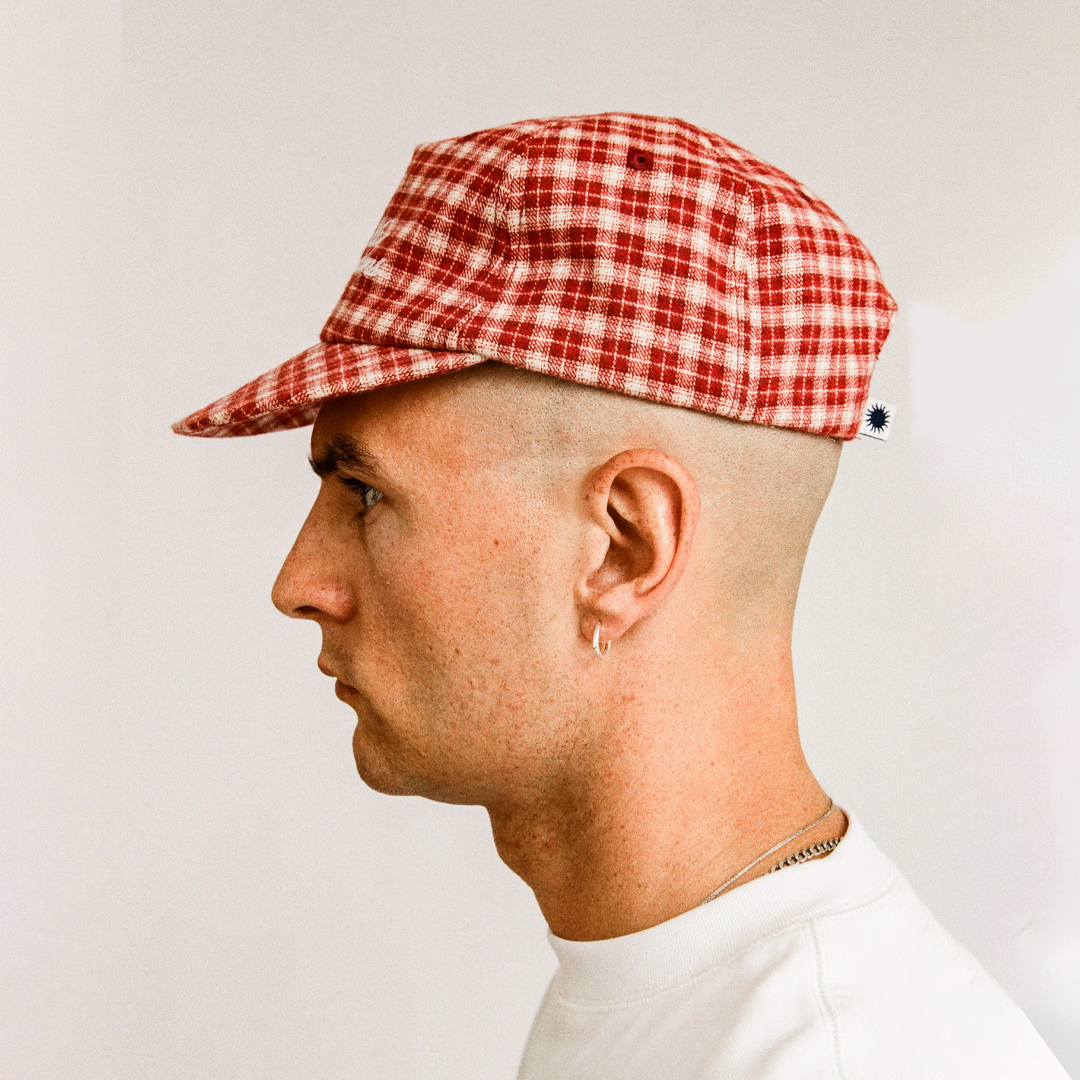 Someday Plaid Script Ballcap Red Brushed Twill