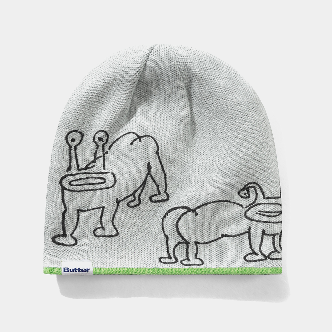 Butter x Daniel Frog Reversible Beanie Lime + Grey