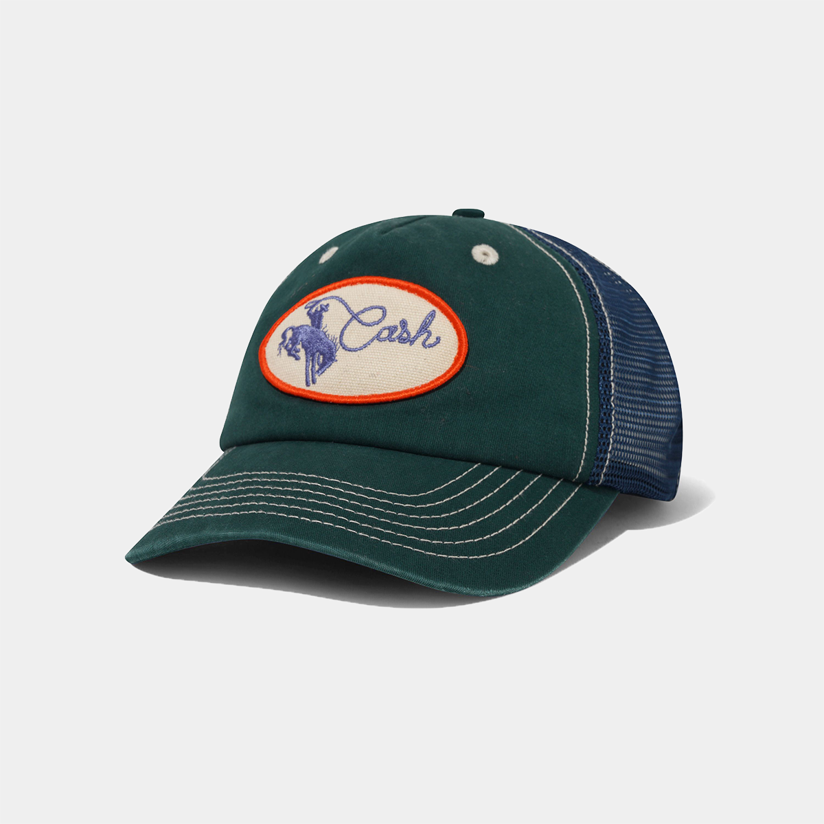 Cash Only Rodeo Trucker Cap Navy + Green