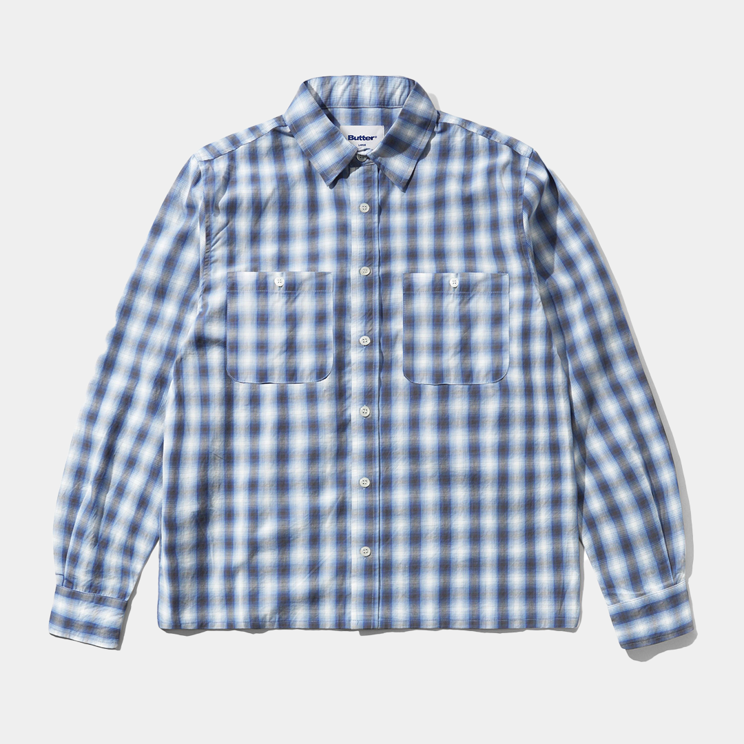Butter Shadowplaid Shirt Blue