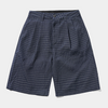 Butter Seersucker Pleated Shorts Navy Plaid