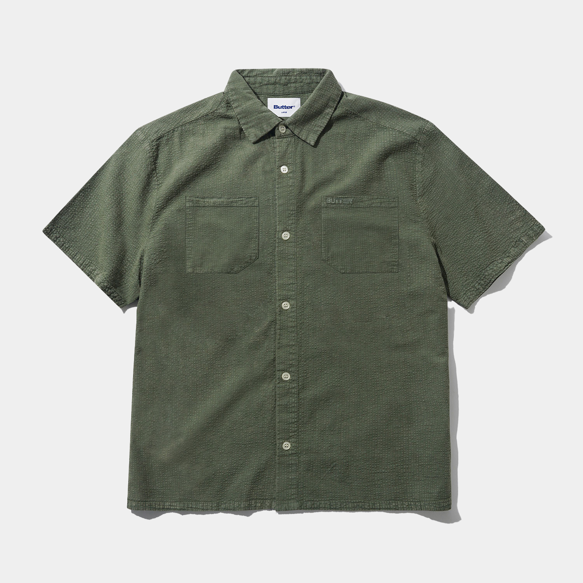 Butter Goods Overdye Seersucker S/S Shirt Army