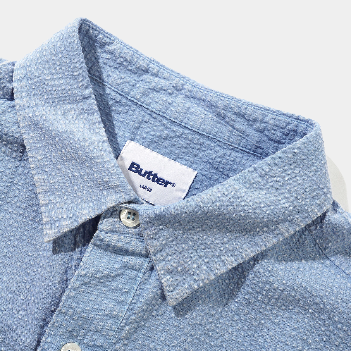Butter Goods Overdye Seersucker S/S Shirt Blue