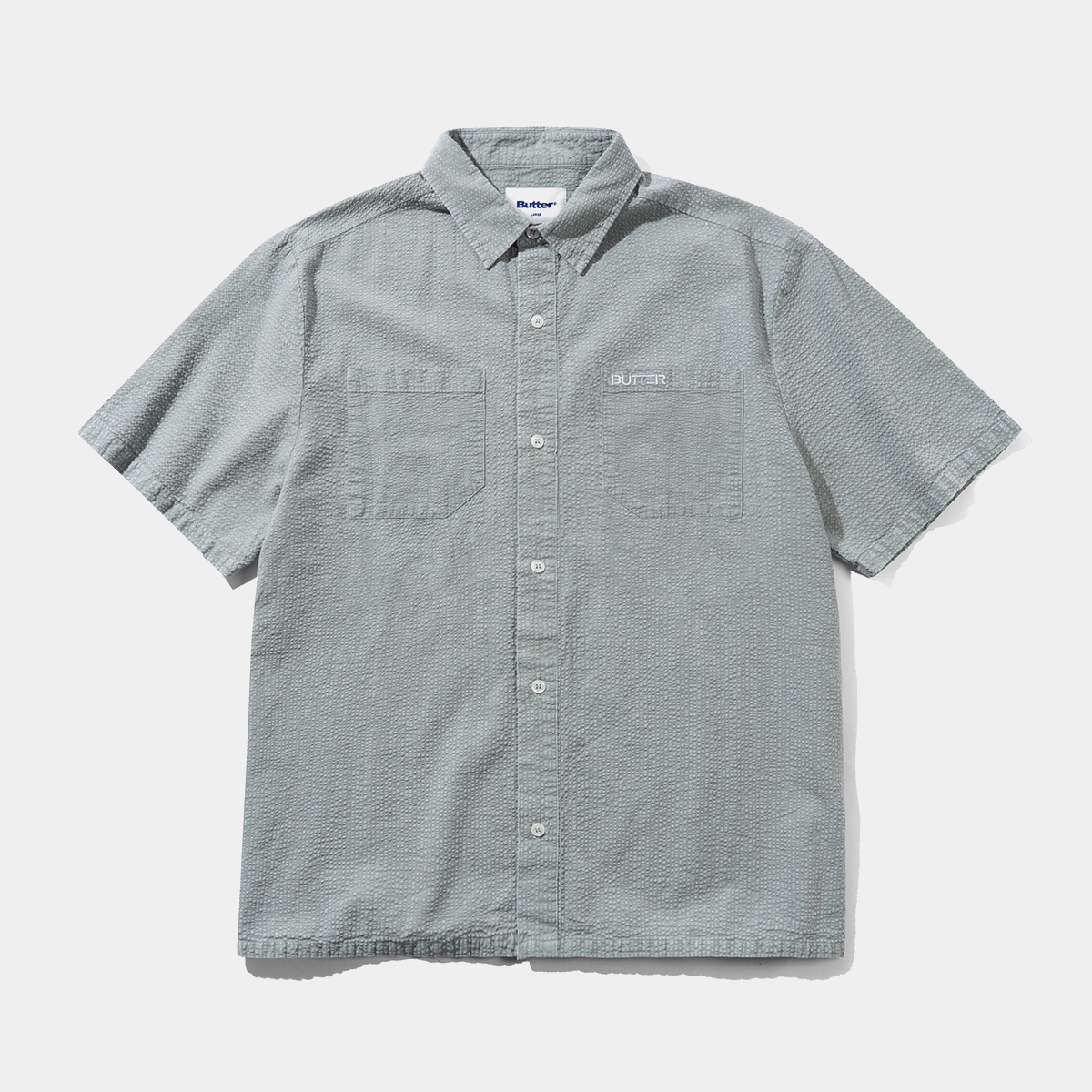 Butter Goods Overdye Seersucker S/S Shirt Grey