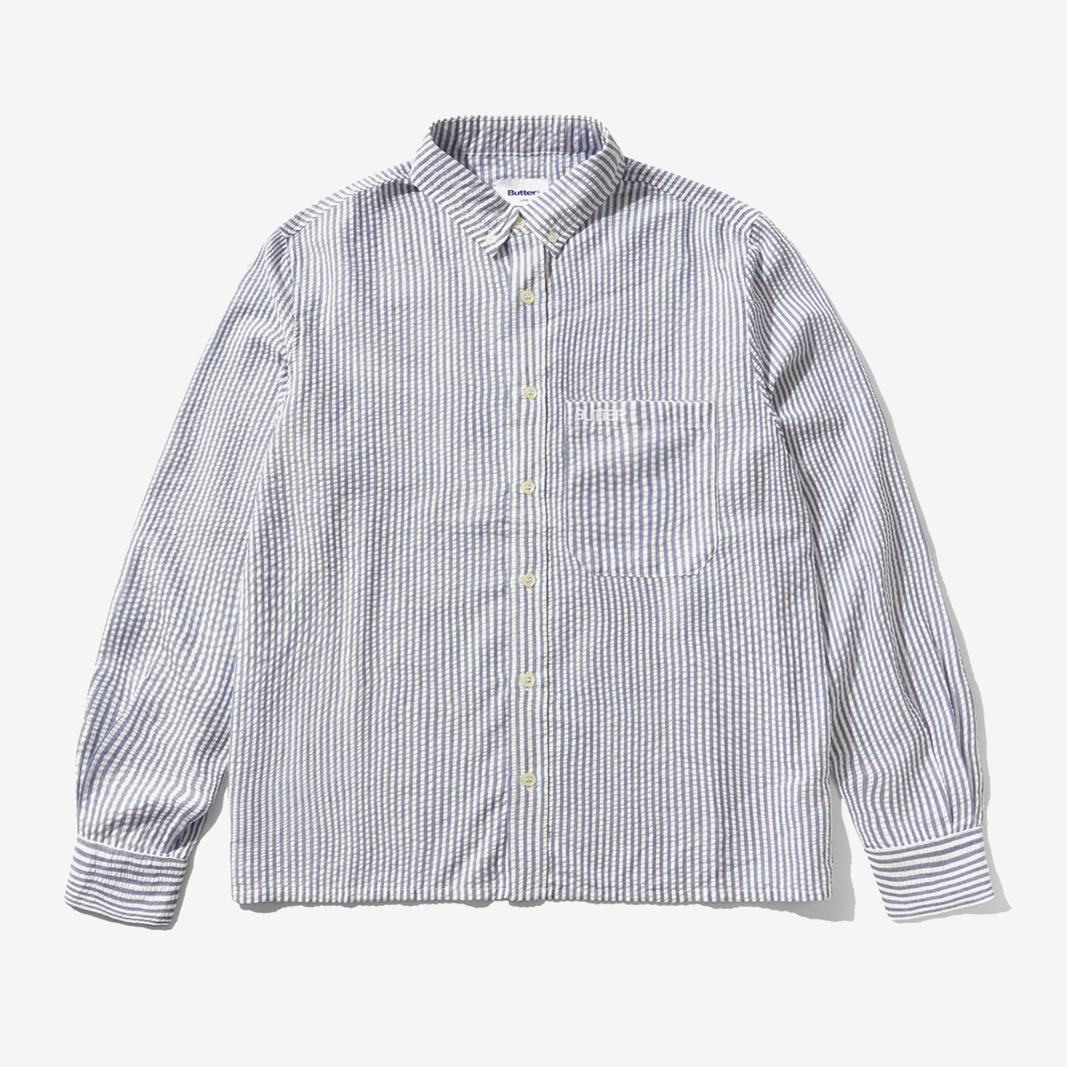 Butter Seersucker Striped Shirt Navy