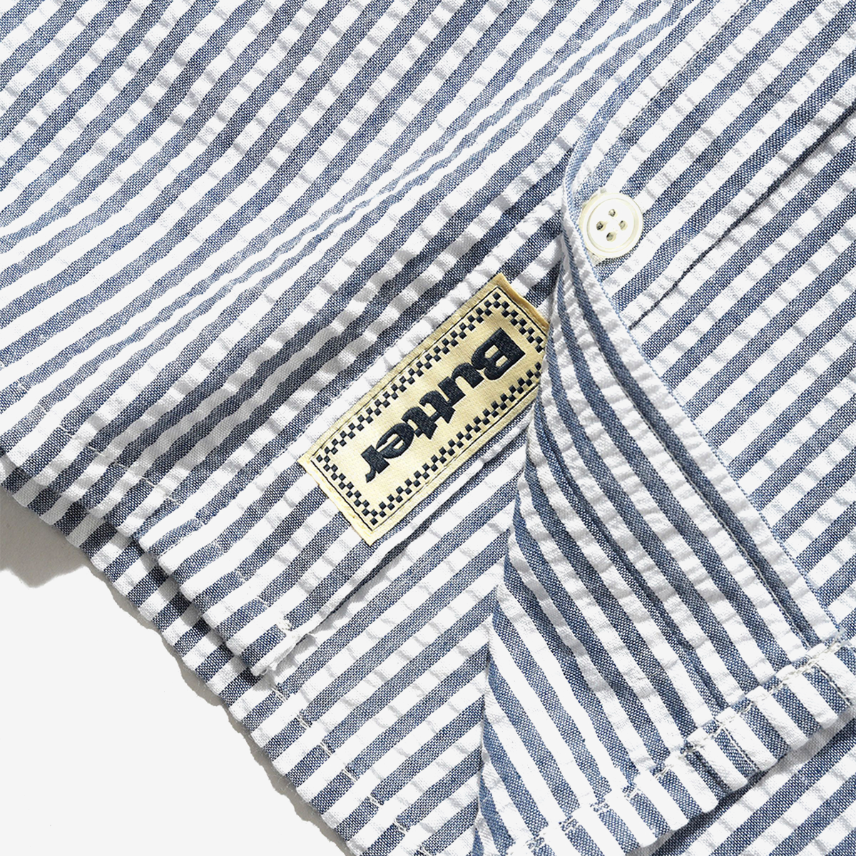 Butter Seersucker Striped Shirt Navy
