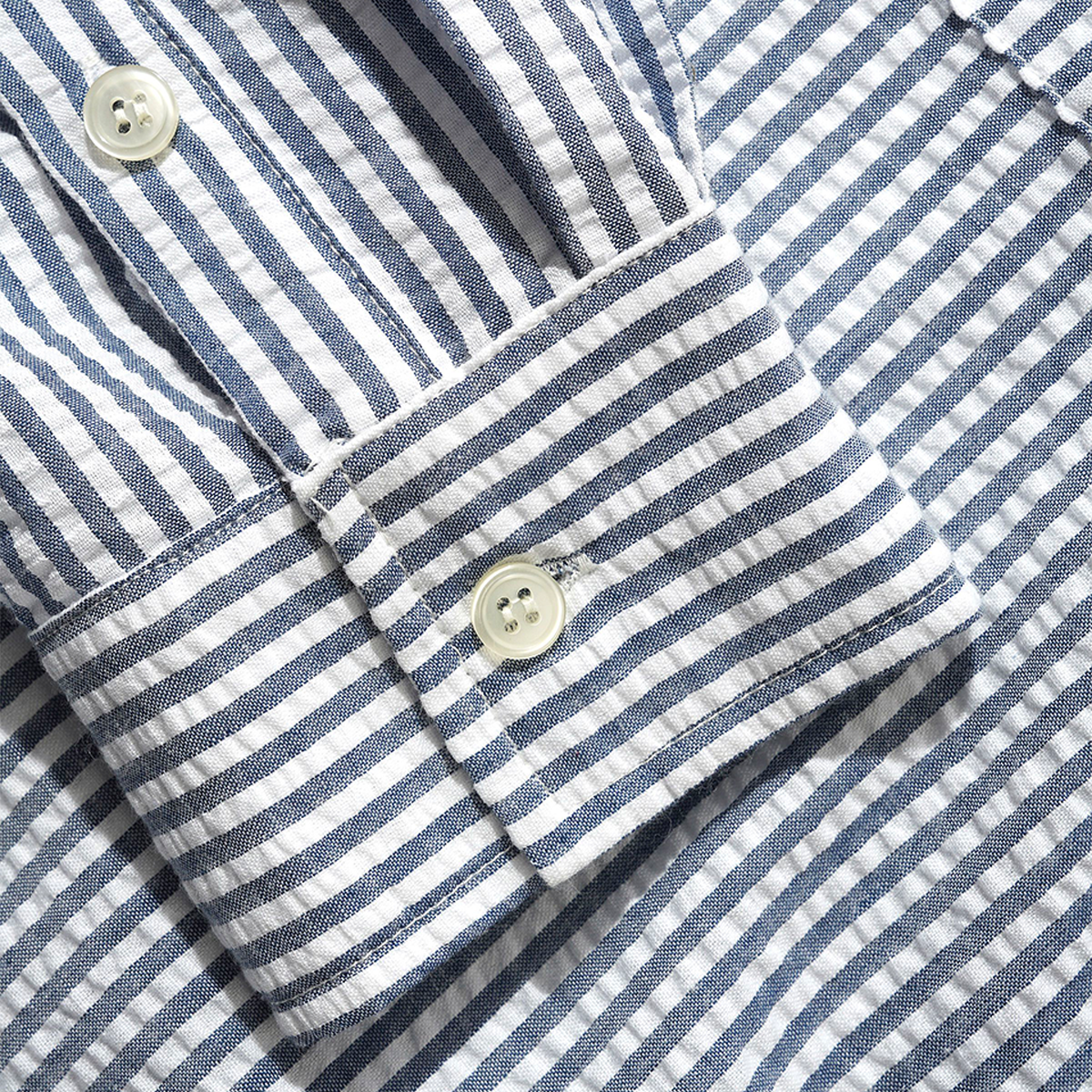 Butter Seersucker Striped Shirt Navy