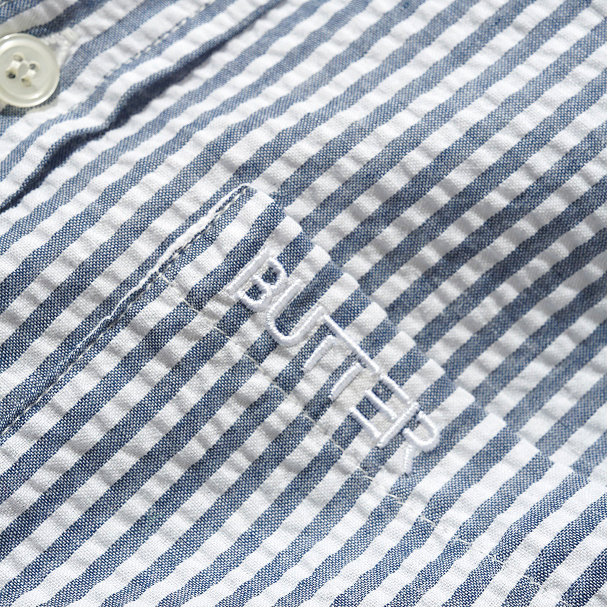 Butter Seersucker Striped Shirt Navy